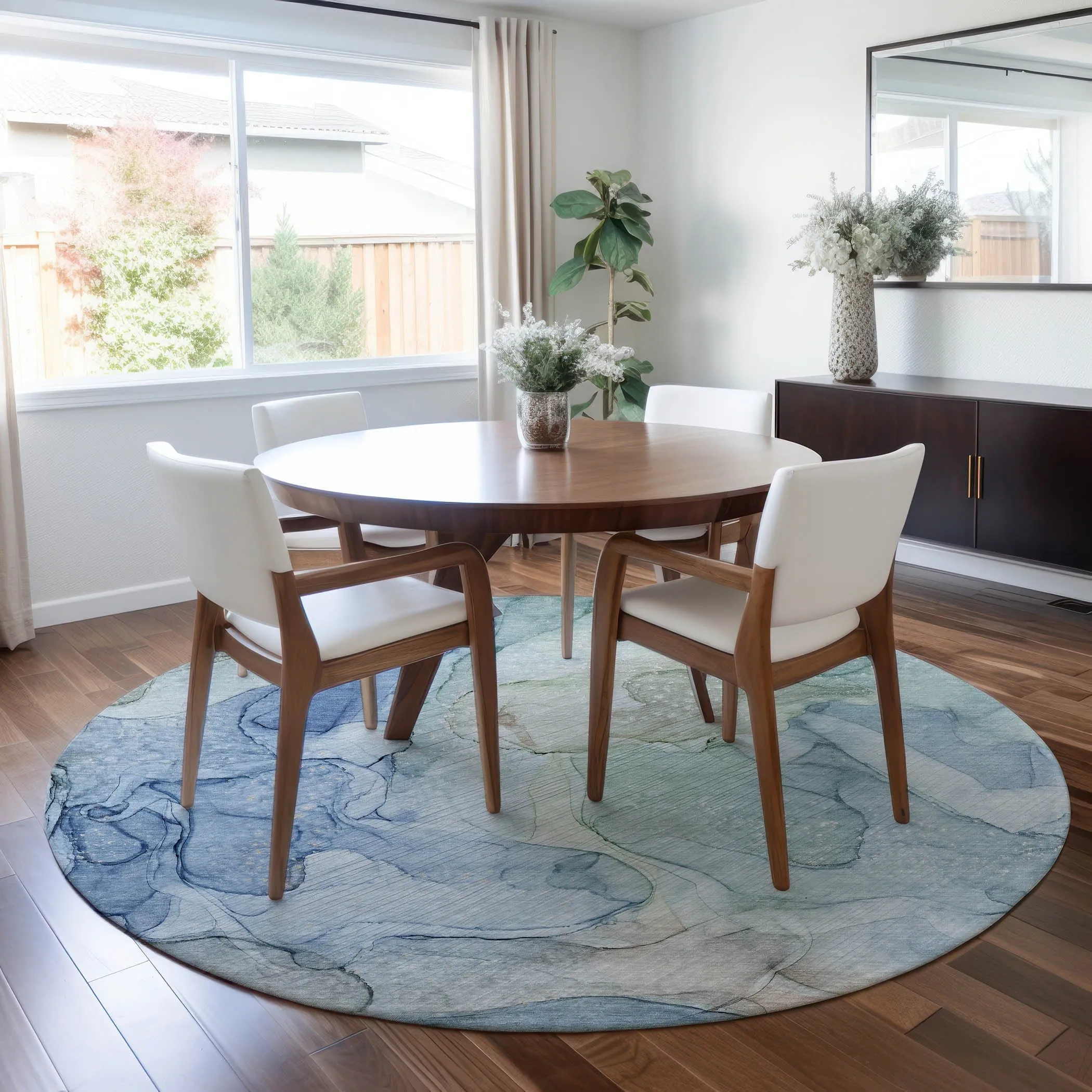Machine Washable Indoor/ Outdoor Abstract Chantille Rug