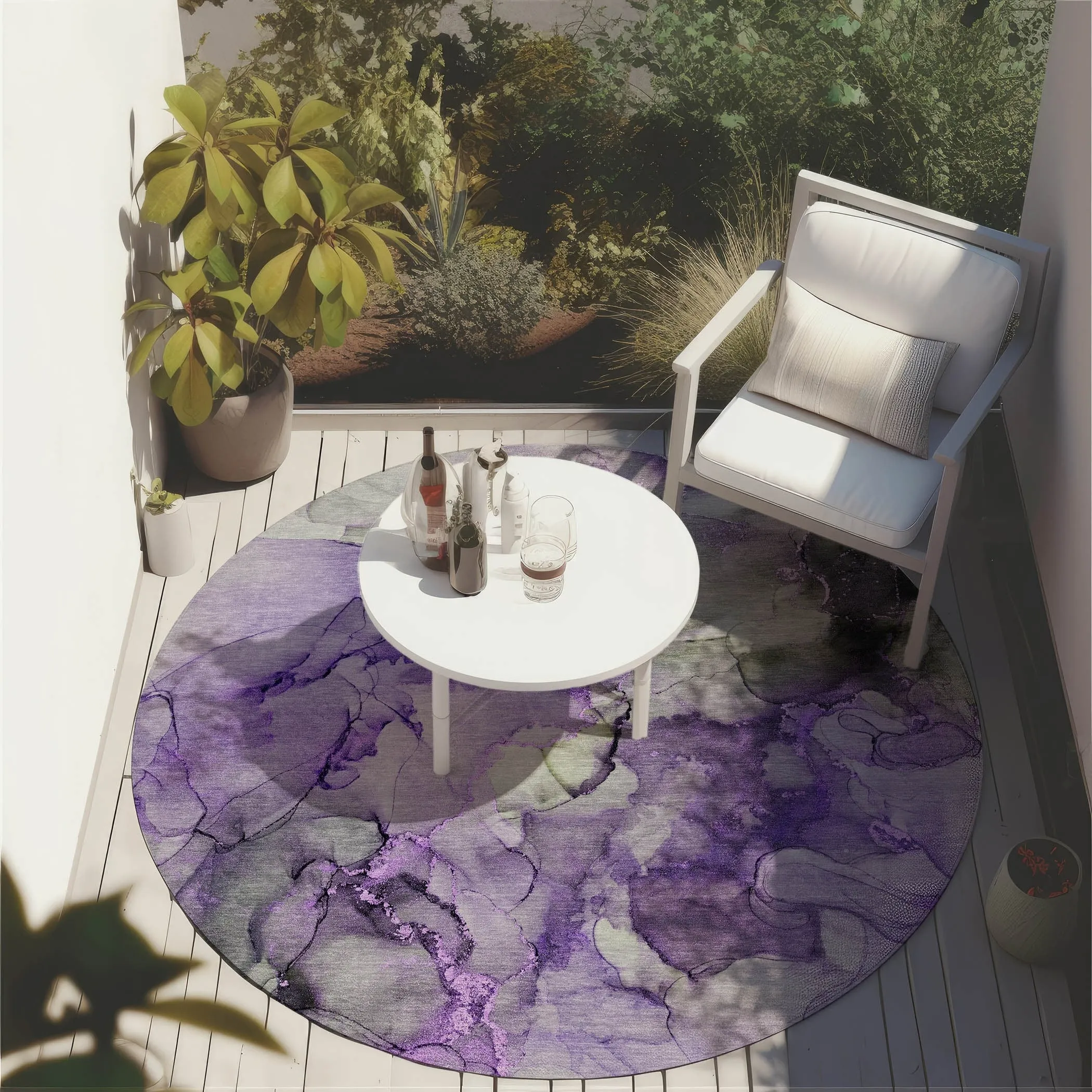 Machine Washable Indoor/ Outdoor Abstract Chantille Rug