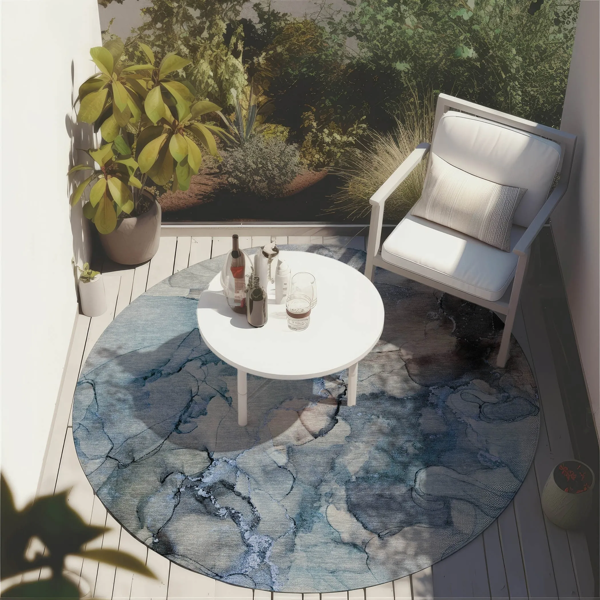 Machine Washable Indoor/ Outdoor Abstract Chantille Rug