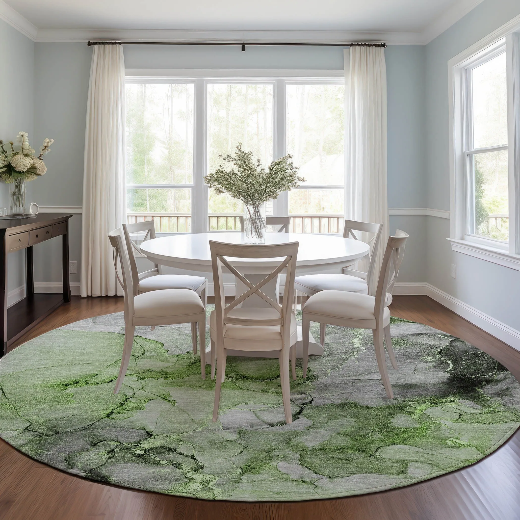 Machine Washable Indoor/ Outdoor Abstract Chantille Rug