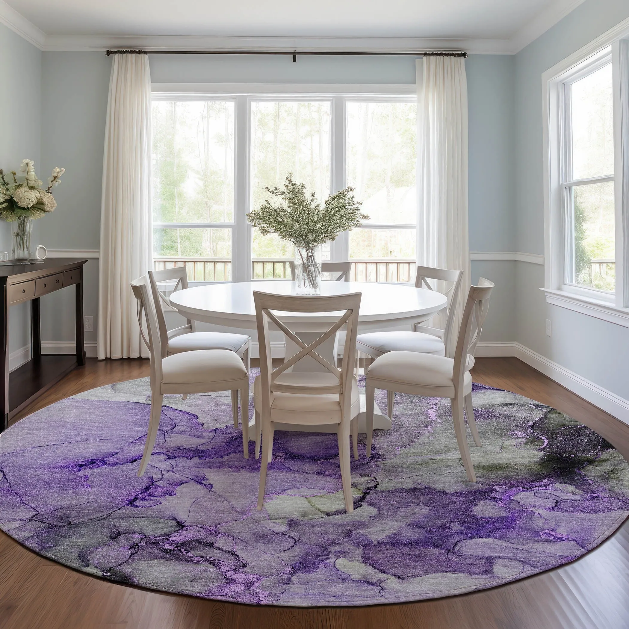 Machine Washable Indoor/ Outdoor Abstract Chantille Rug
