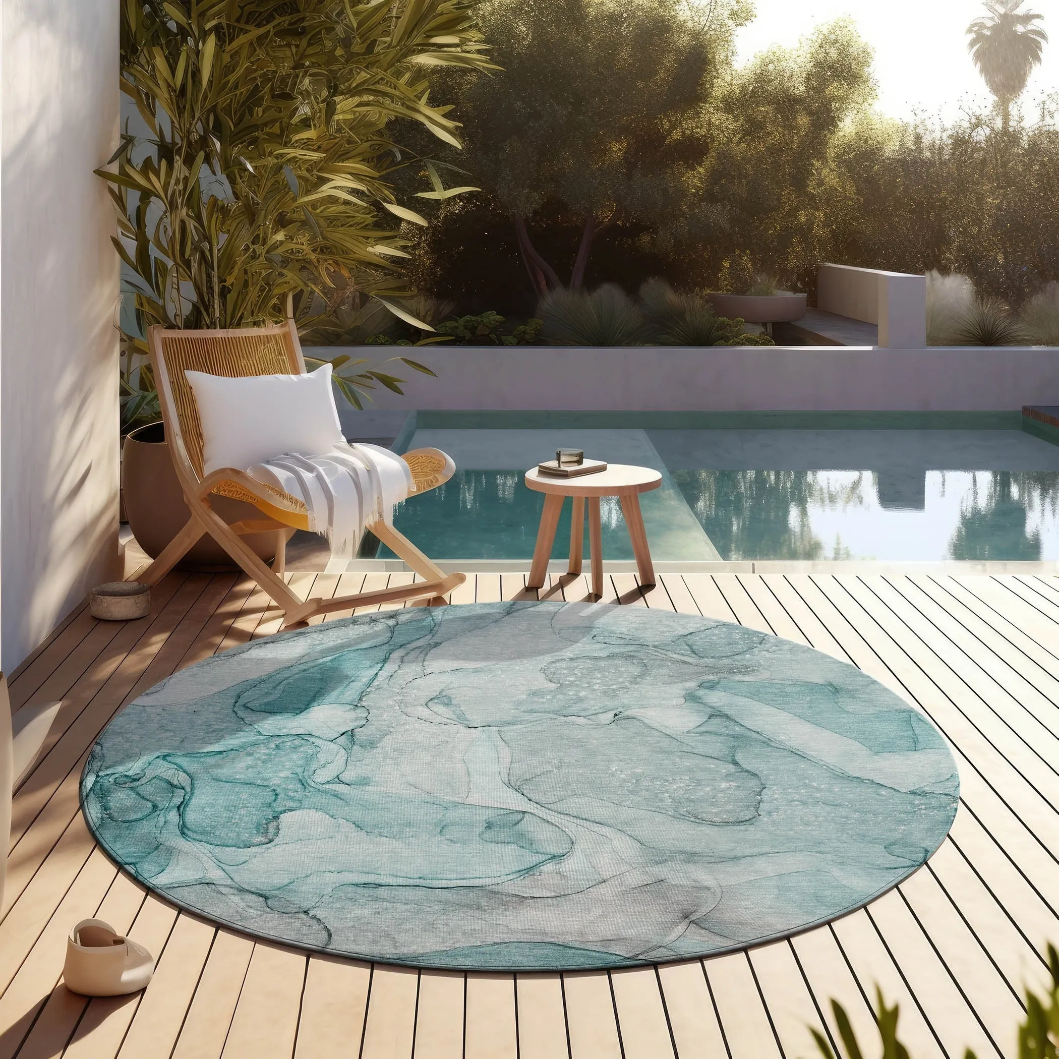 Machine Washable Indoor/ Outdoor Abstract Chantille Rug
