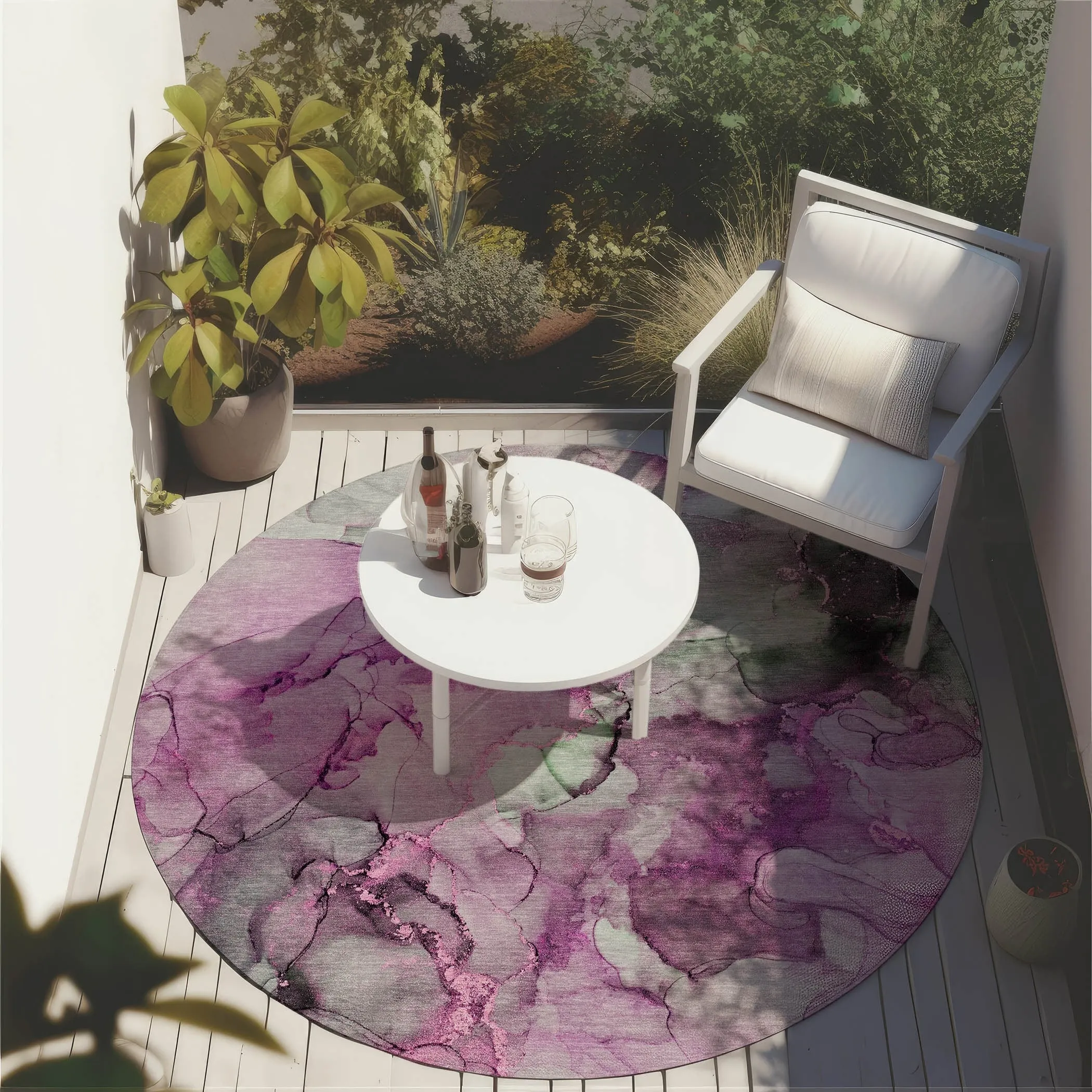 Machine Washable Indoor/ Outdoor Abstract Chantille Rug