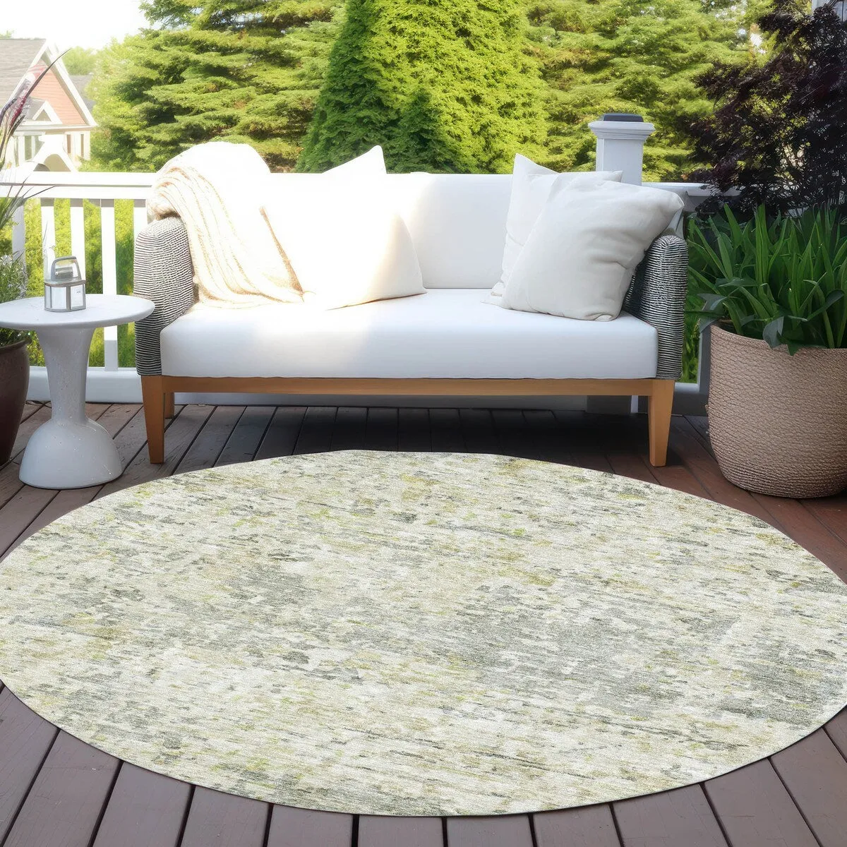 Machine Washable Indoor/ Outdoor Abstract Modern Chantille Rug