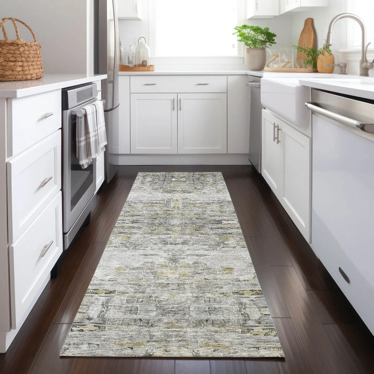 Machine Washable Indoor/ Outdoor Abstract Modern Chantille Rug