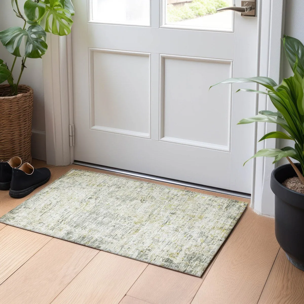 Machine Washable Indoor/ Outdoor Abstract Modern Chantille Rug