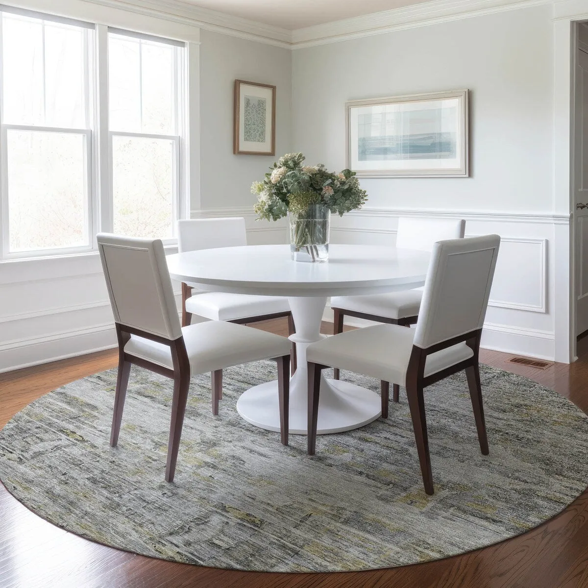 Machine Washable Indoor/ Outdoor Abstract Modern Chantille Rug