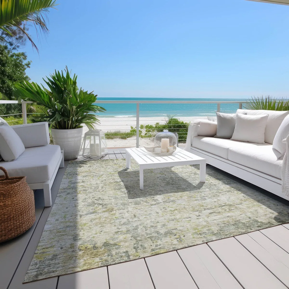 Machine Washable Indoor/ Outdoor Abstract Modern Chantille Rug