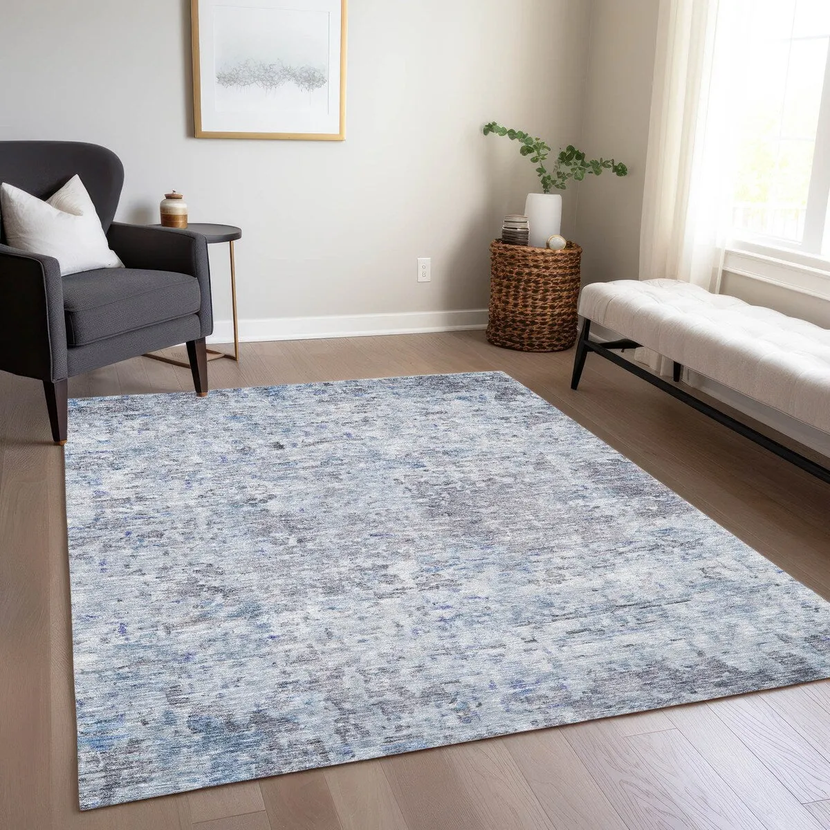 Machine Washable Indoor/ Outdoor Abstract Modern Chantille Rug