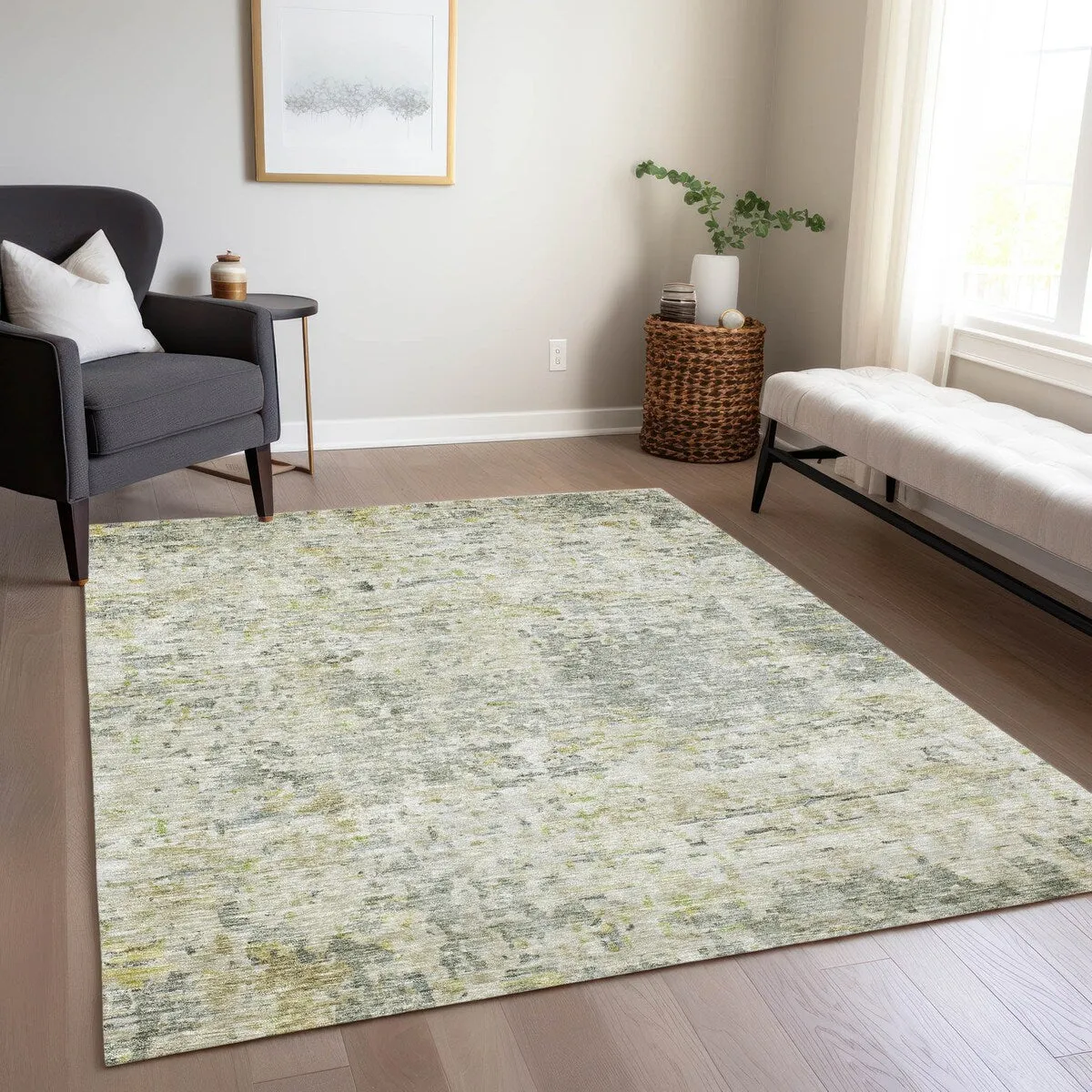 Machine Washable Indoor/ Outdoor Abstract Modern Chantille Rug