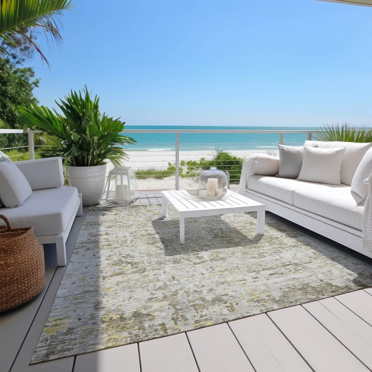 Machine Washable Indoor/ Outdoor Abstract Modern Chantille Rug
