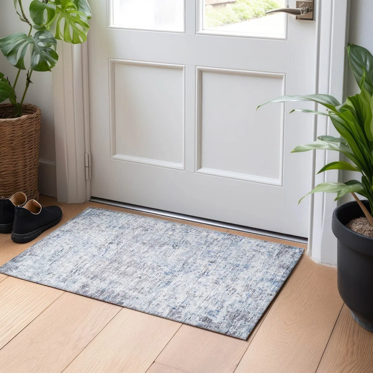 Machine Washable Indoor/ Outdoor Abstract Modern Chantille Rug