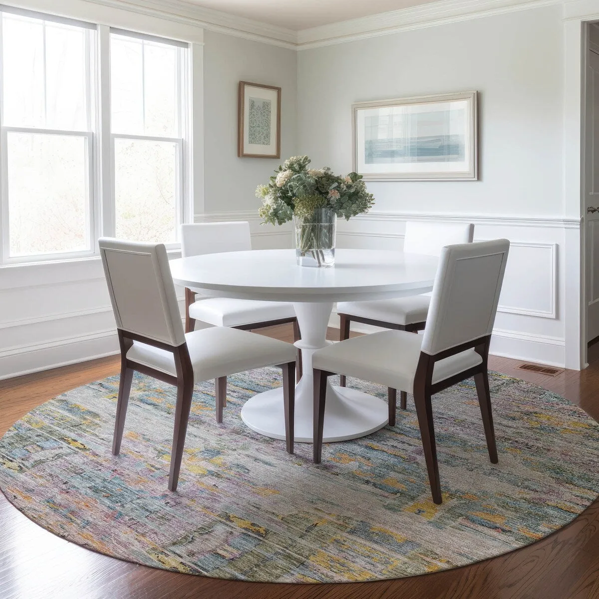 Machine Washable Indoor/ Outdoor Abstract Modern Chantille Rug