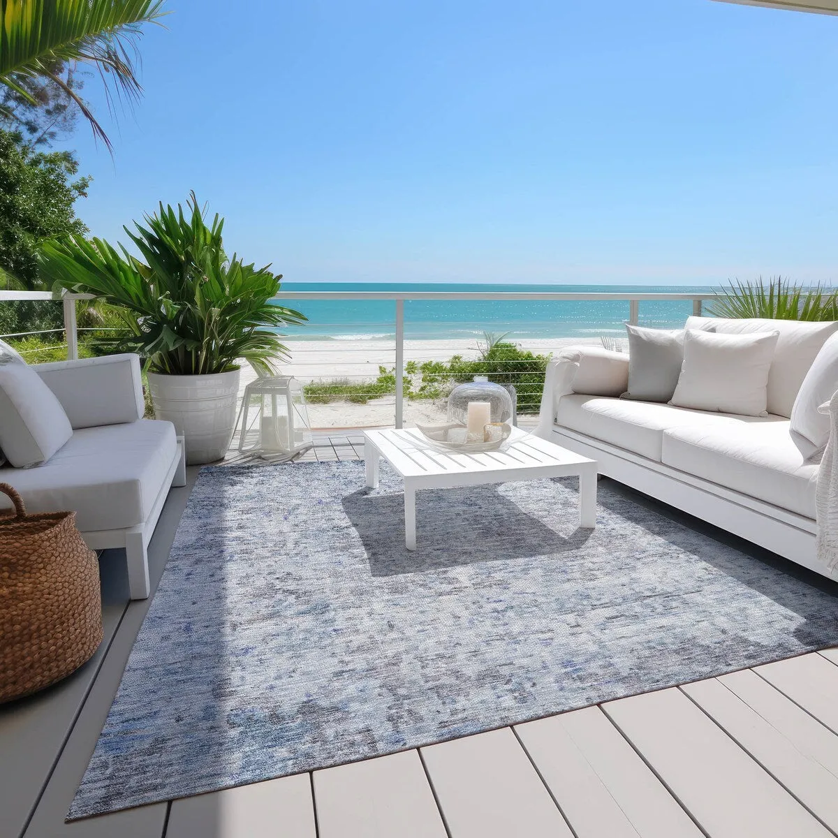 Machine Washable Indoor/ Outdoor Abstract Modern Chantille Rug