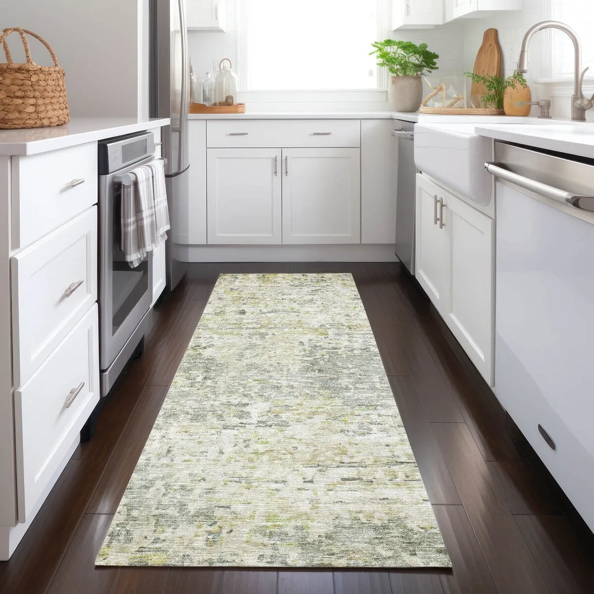 Machine Washable Indoor/ Outdoor Abstract Modern Chantille Rug