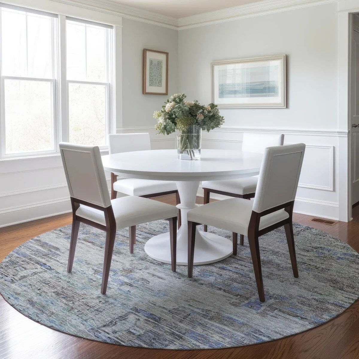 Machine Washable Indoor/ Outdoor Abstract Modern Chantille Rug