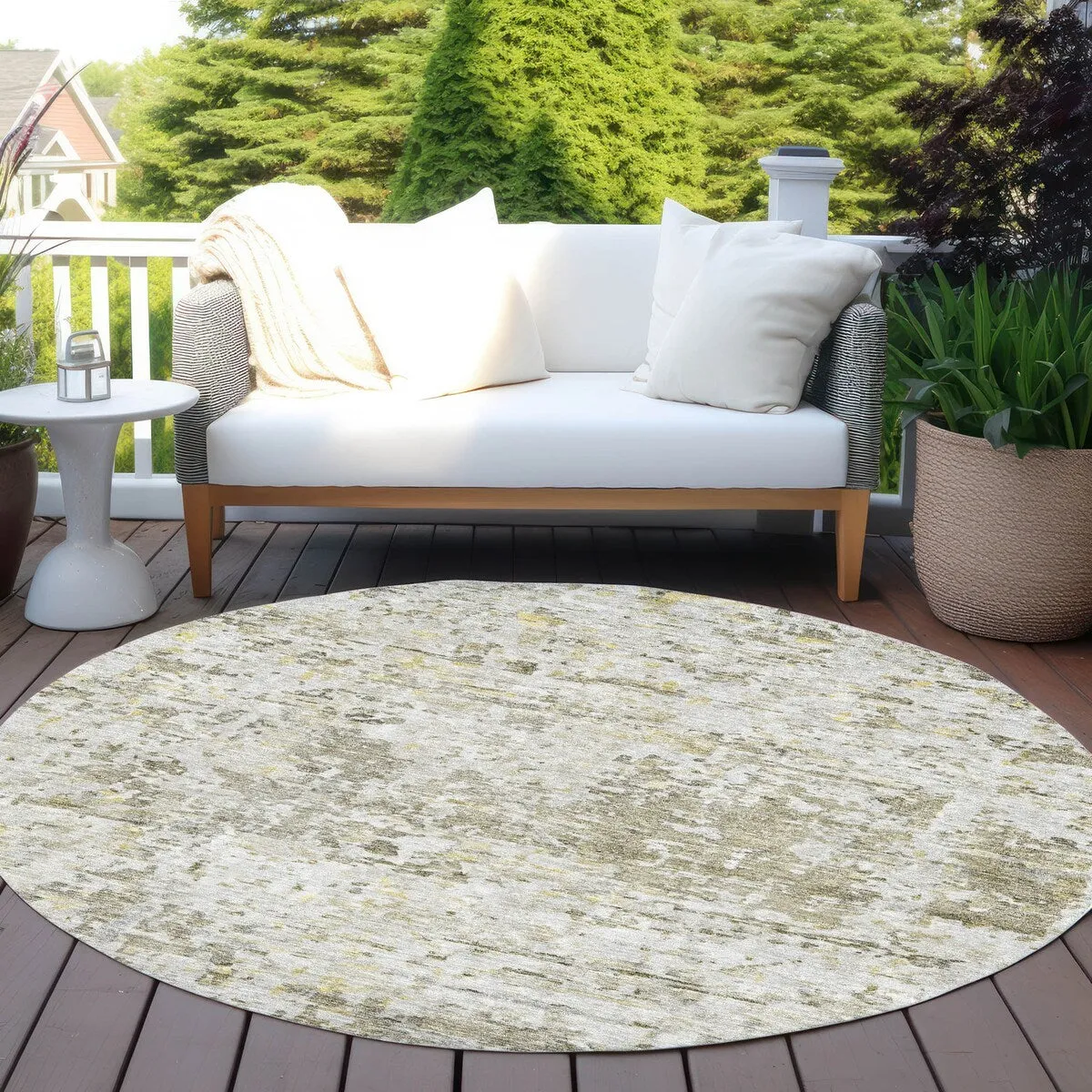 Machine Washable Indoor/ Outdoor Abstract Modern Chantille Rug