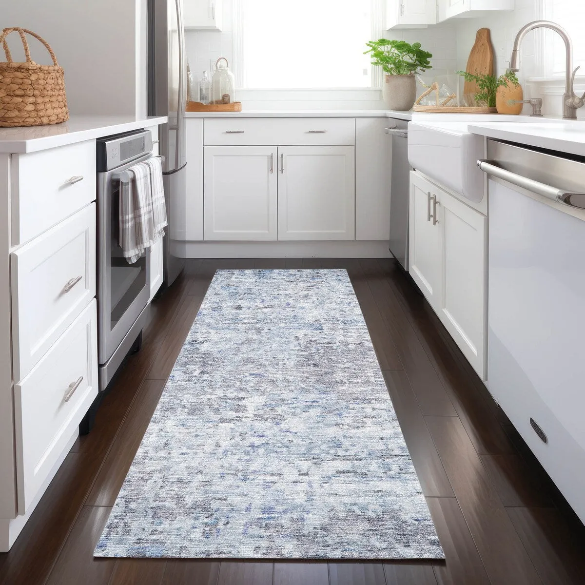 Machine Washable Indoor/ Outdoor Abstract Modern Chantille Rug