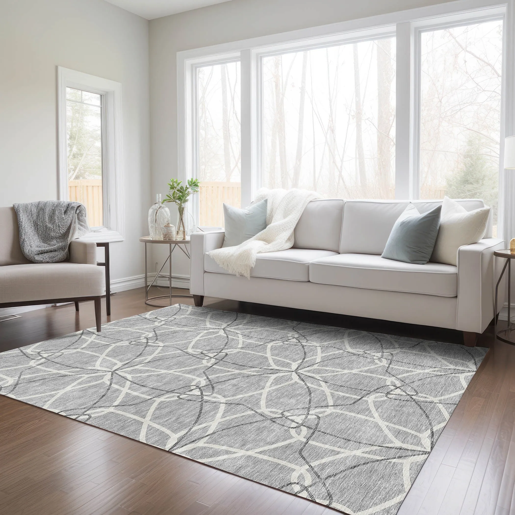 Machine Washable Indoor/ Outdoor Abstract Prism Chantille Rug