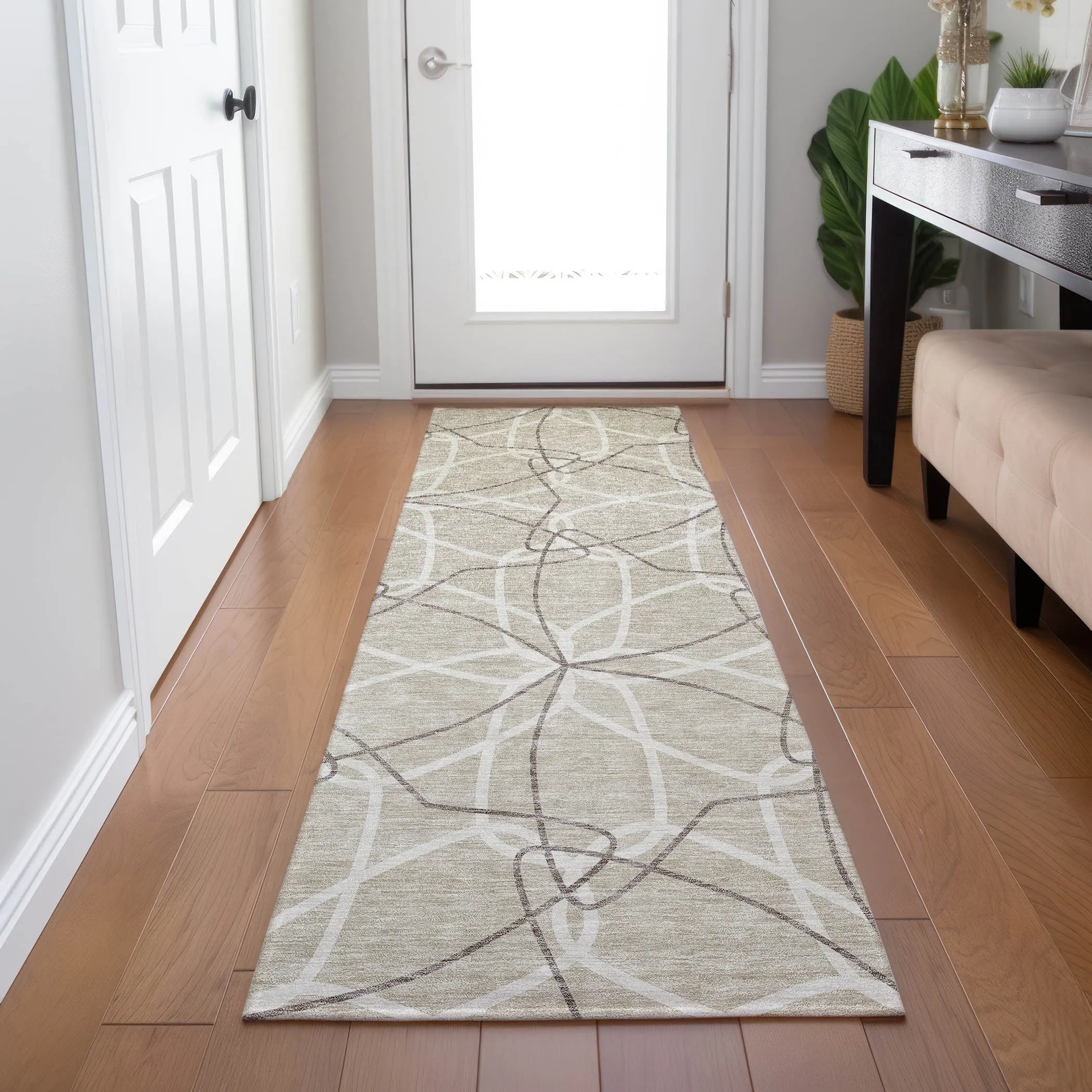 Machine Washable Indoor/ Outdoor Abstract Prism Chantille Rug