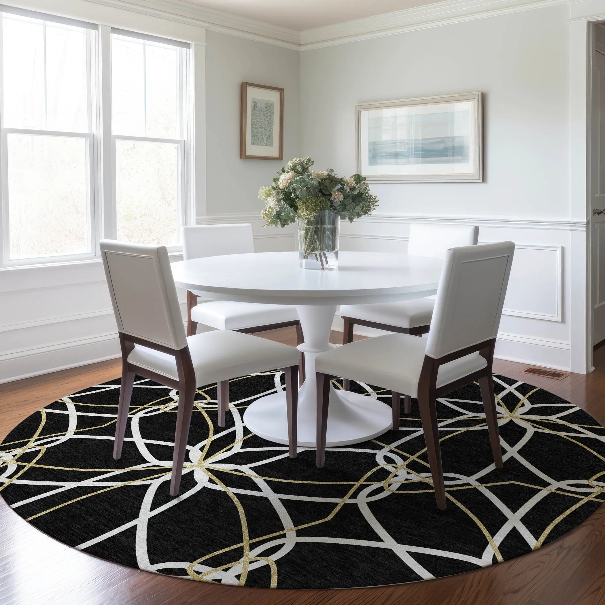 Machine Washable Indoor/ Outdoor Abstract Prism Chantille Rug