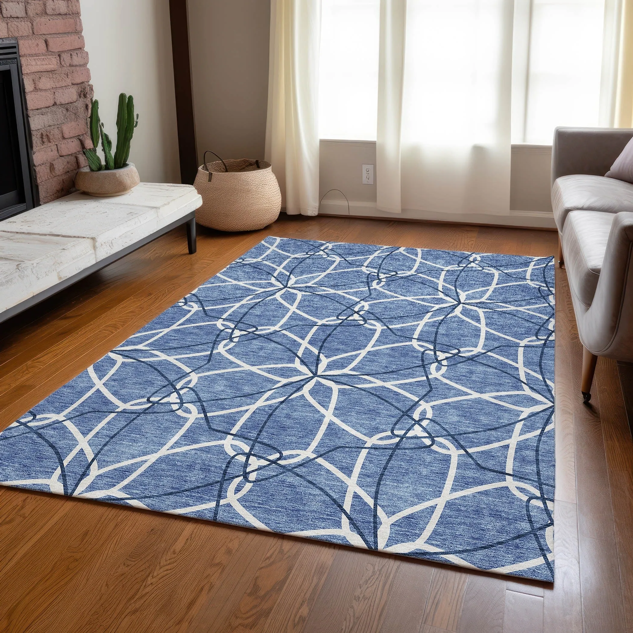 Machine Washable Indoor/ Outdoor Abstract Prism Chantille Rug