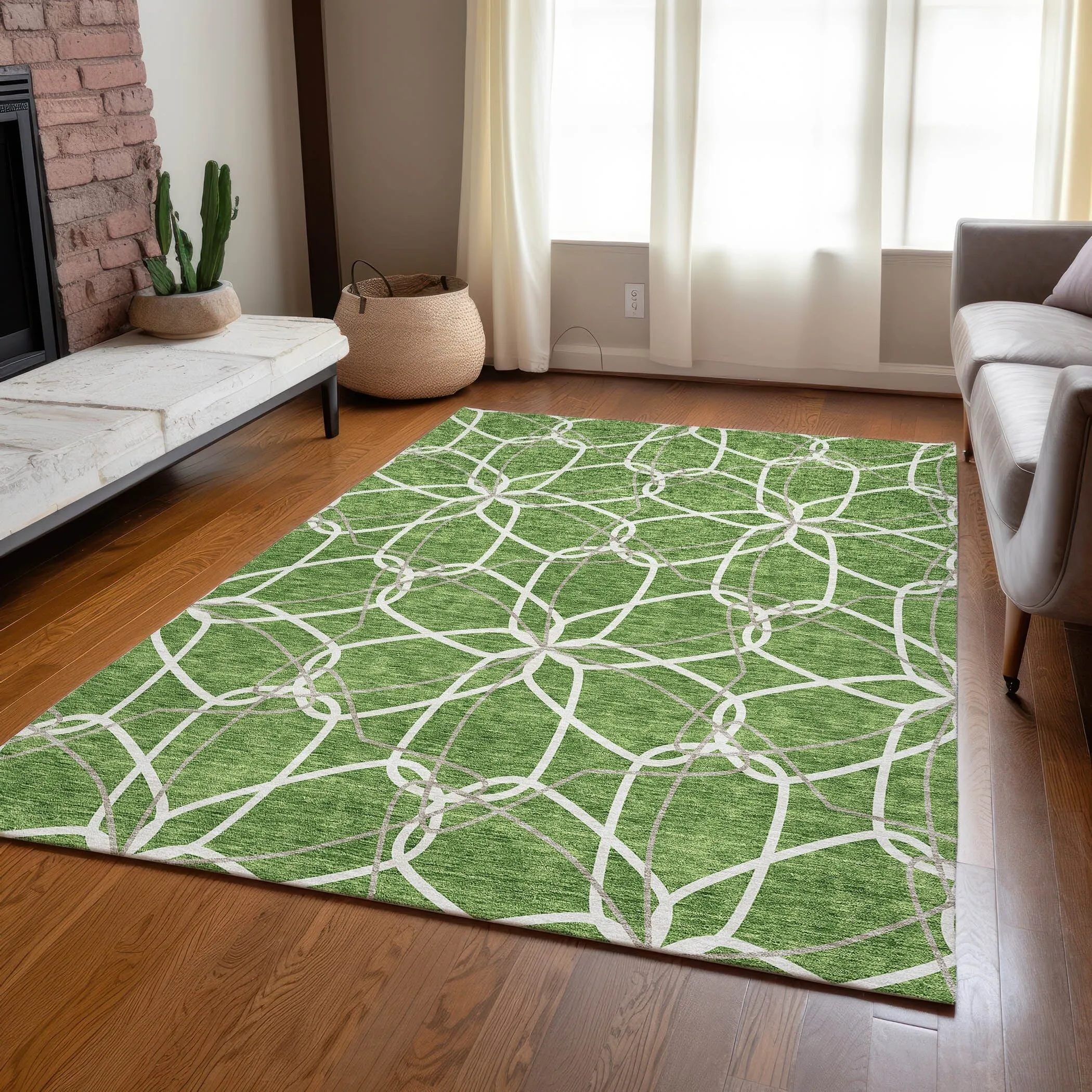 Machine Washable Indoor/ Outdoor Abstract Prism Chantille Rug