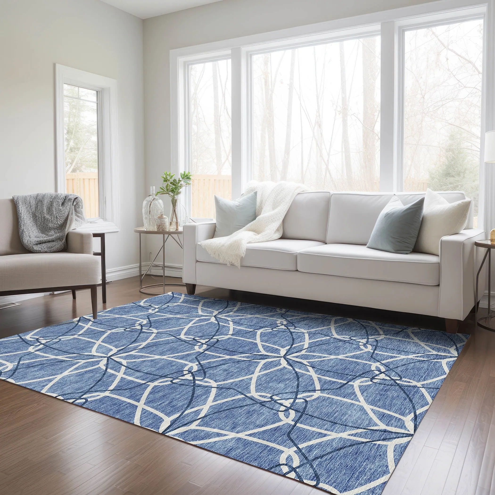 Machine Washable Indoor/ Outdoor Abstract Prism Chantille Rug