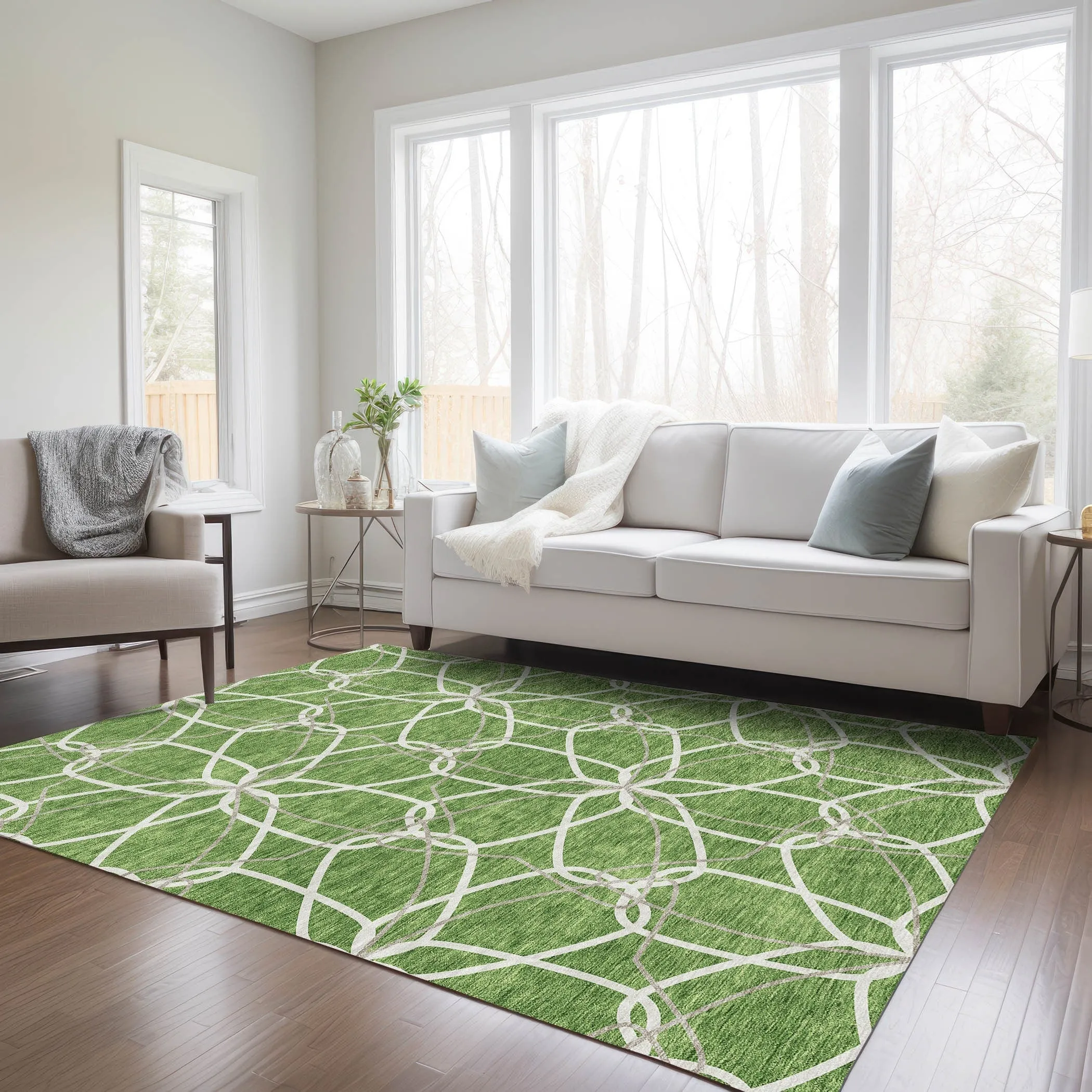 Machine Washable Indoor/ Outdoor Abstract Prism Chantille Rug