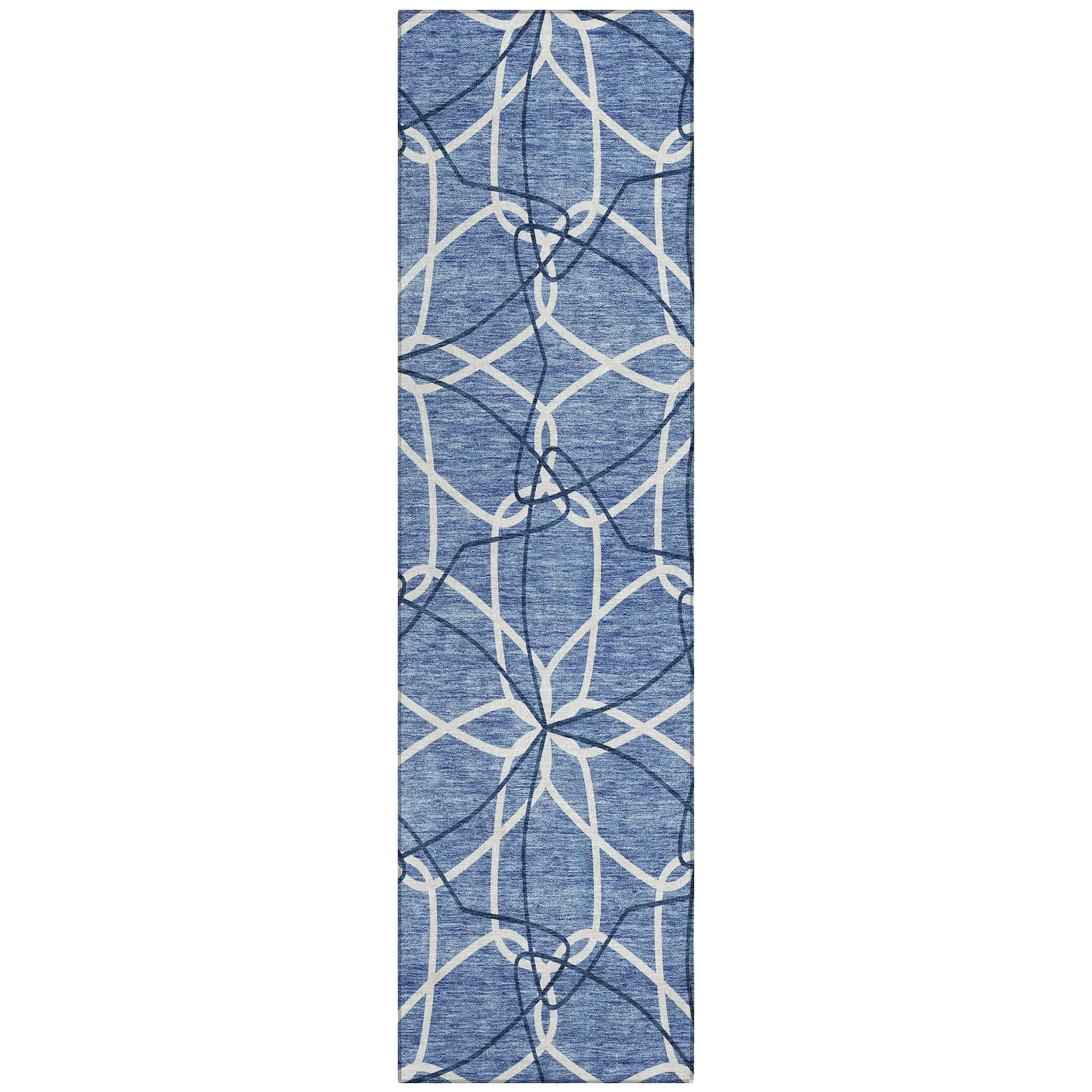 Machine Washable Indoor/ Outdoor Abstract Prism Chantille Rug