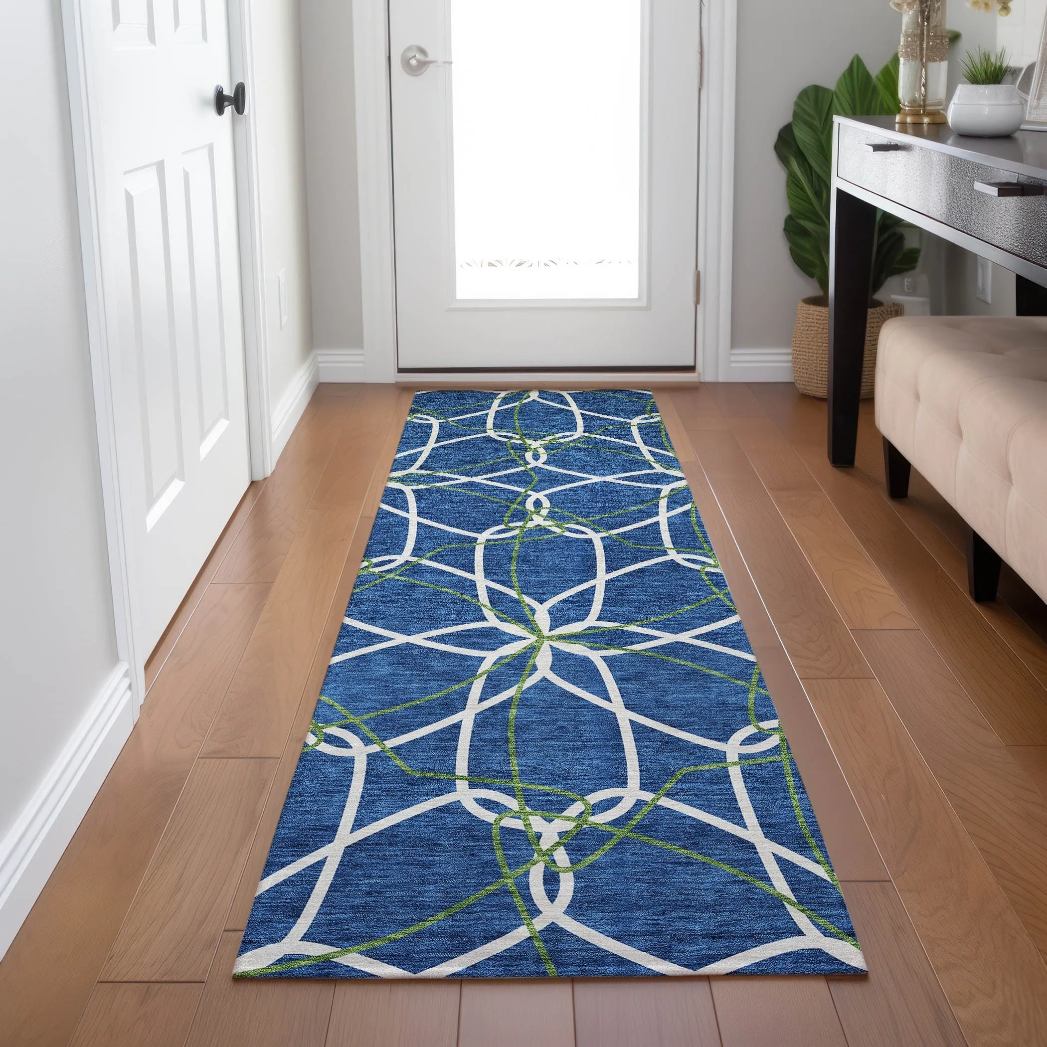 Machine Washable Indoor/ Outdoor Abstract Prism Chantille Rug