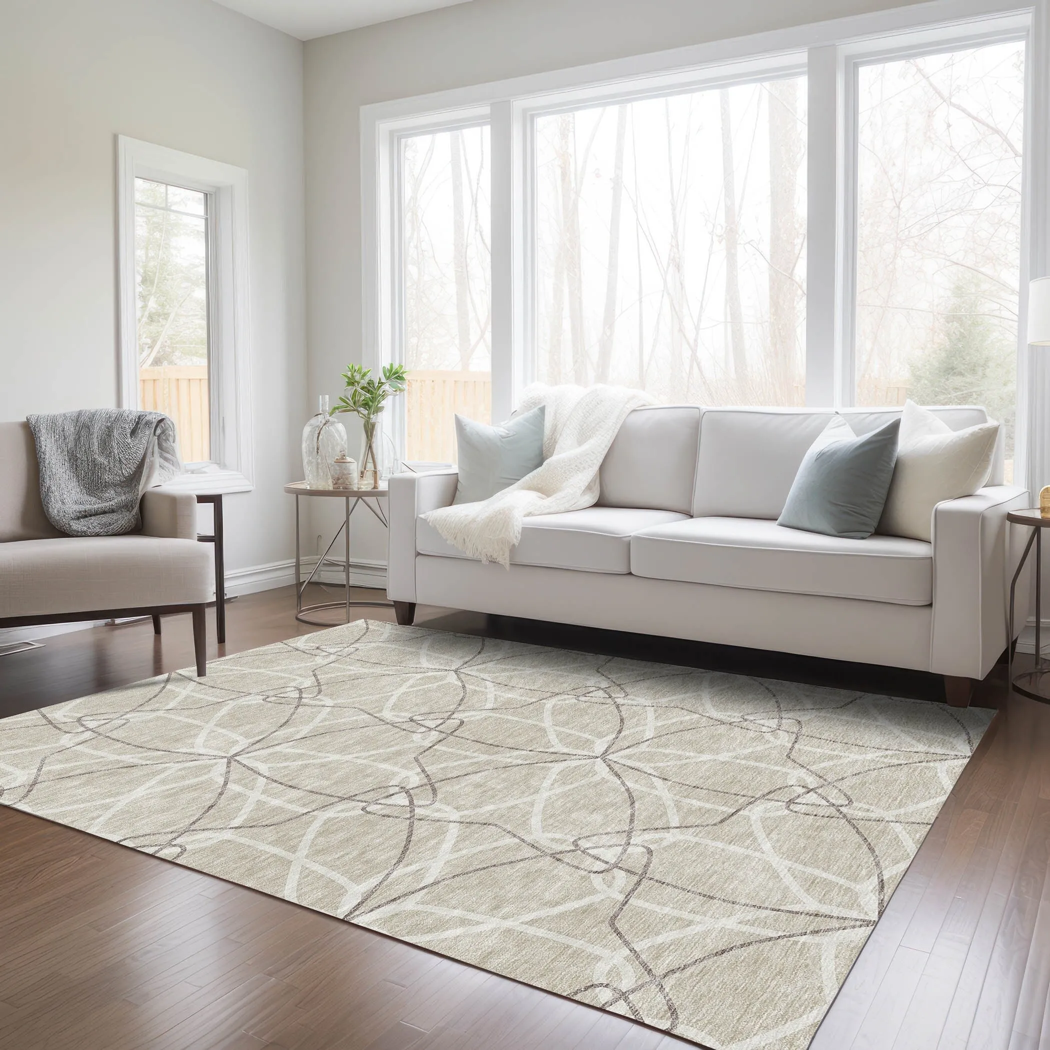 Machine Washable Indoor/ Outdoor Abstract Prism Chantille Rug