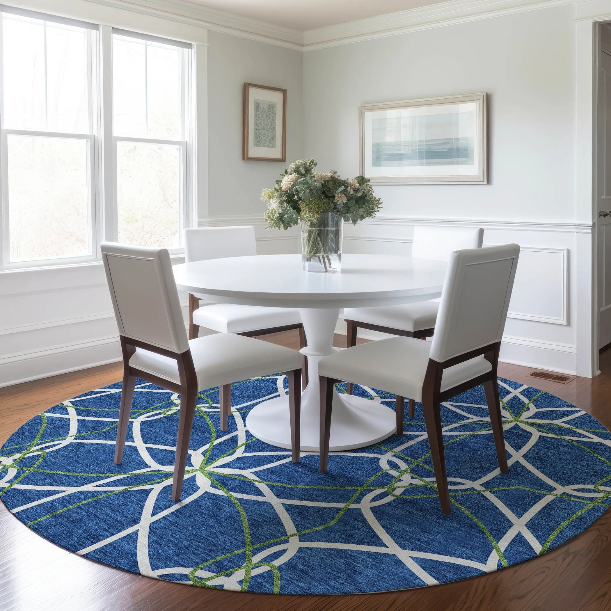 Machine Washable Indoor/ Outdoor Abstract Prism Chantille Rug