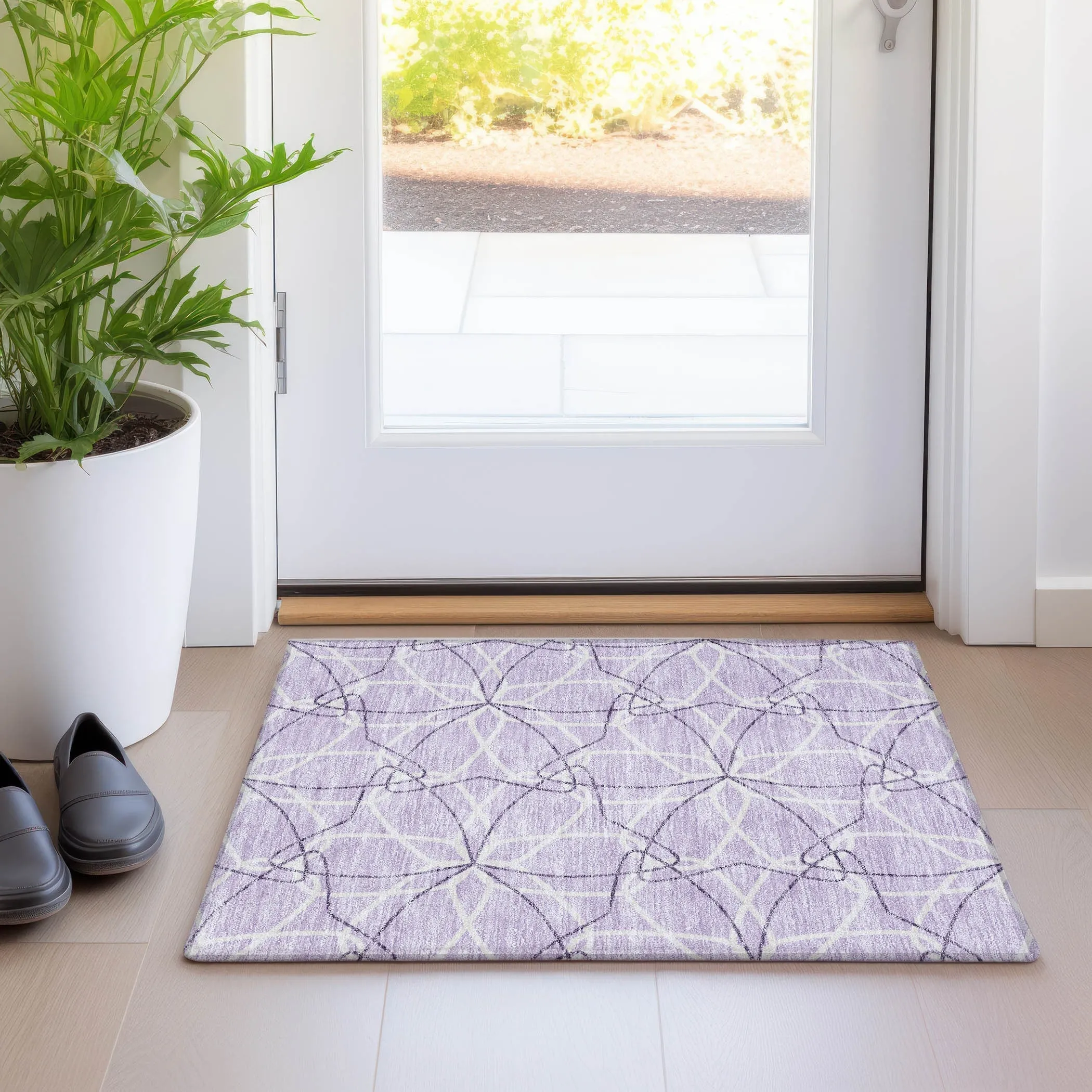 Machine Washable Indoor/ Outdoor Abstract Prism Chantille Rug