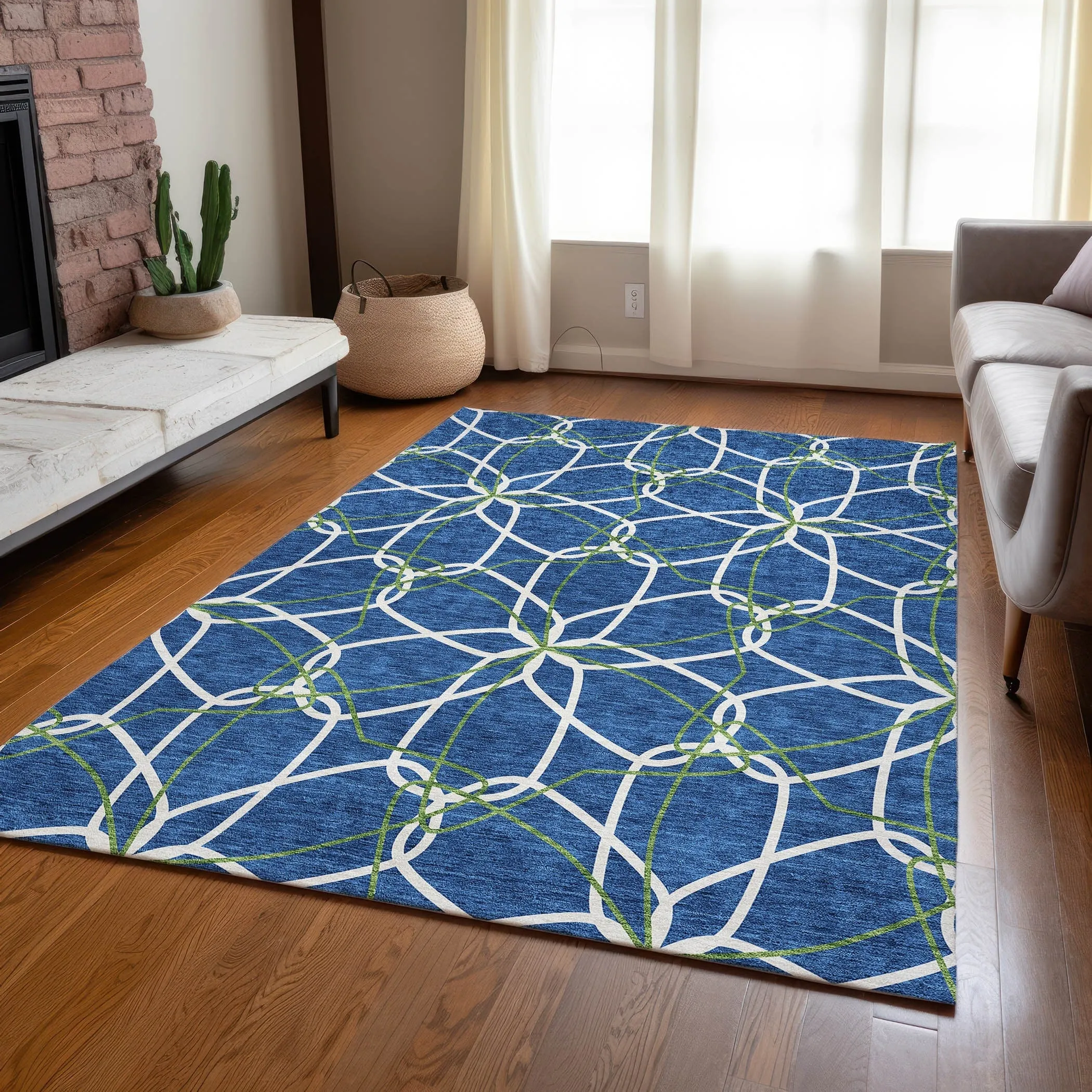 Machine Washable Indoor/ Outdoor Abstract Prism Chantille Rug