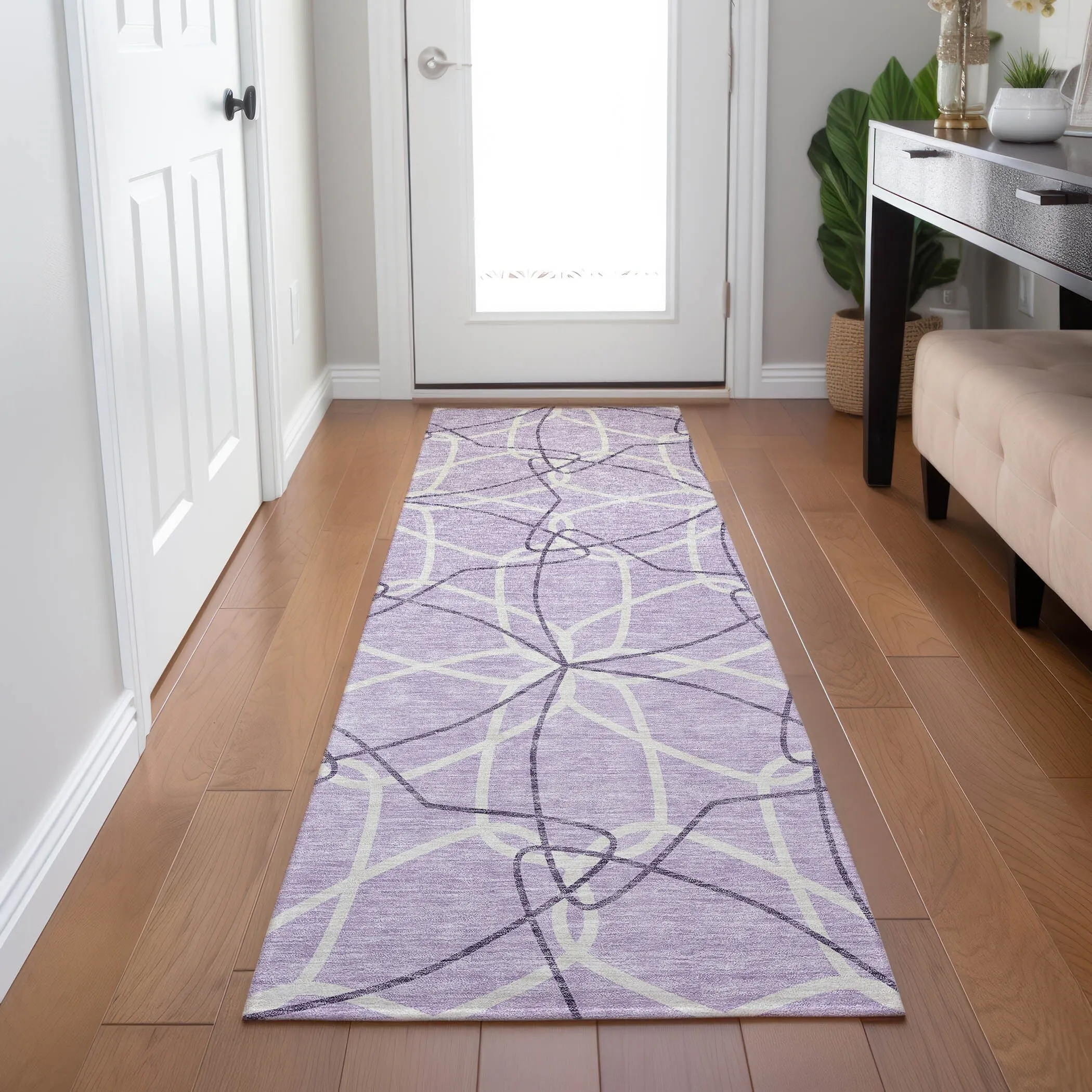 Machine Washable Indoor/ Outdoor Abstract Prism Chantille Rug