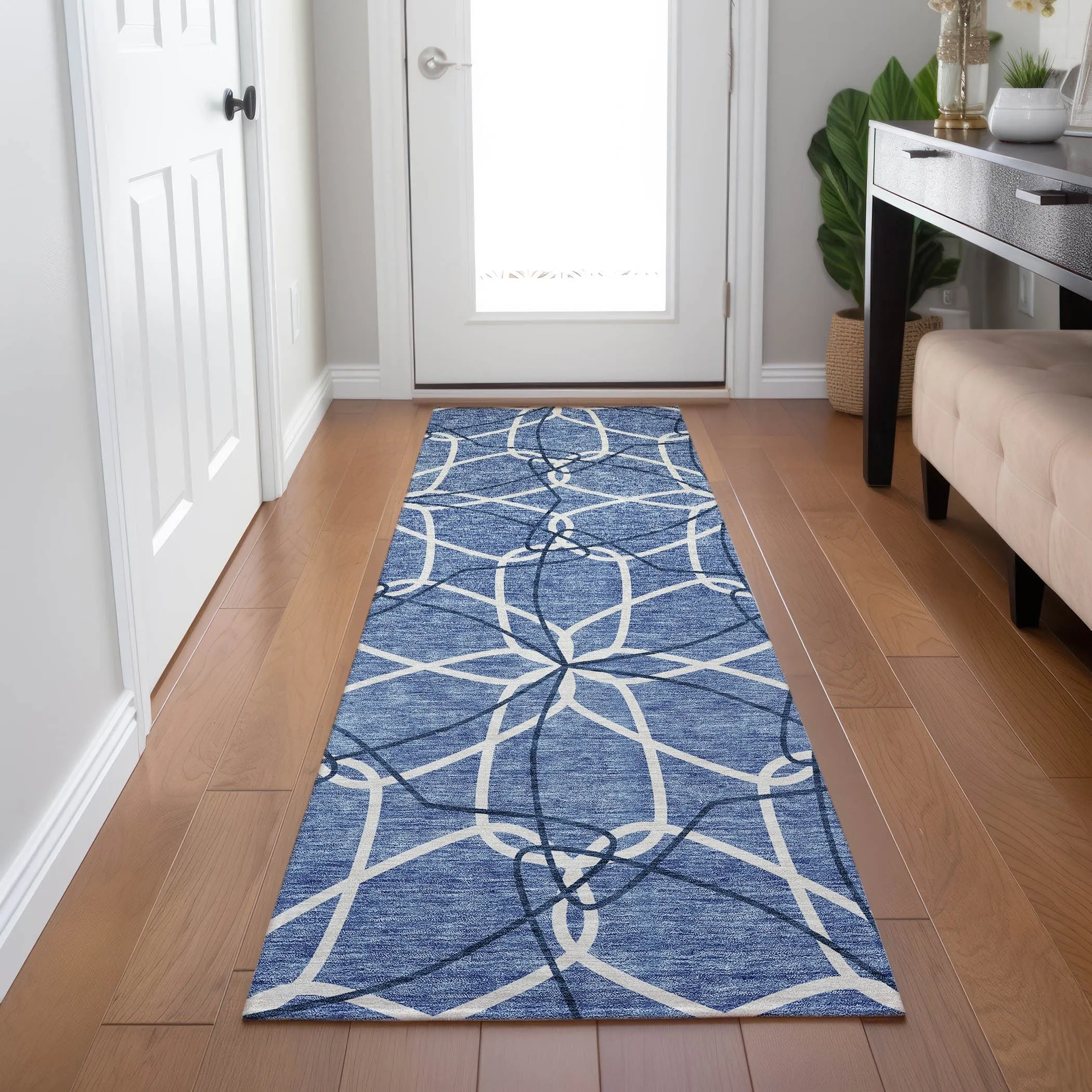 Machine Washable Indoor/ Outdoor Abstract Prism Chantille Rug