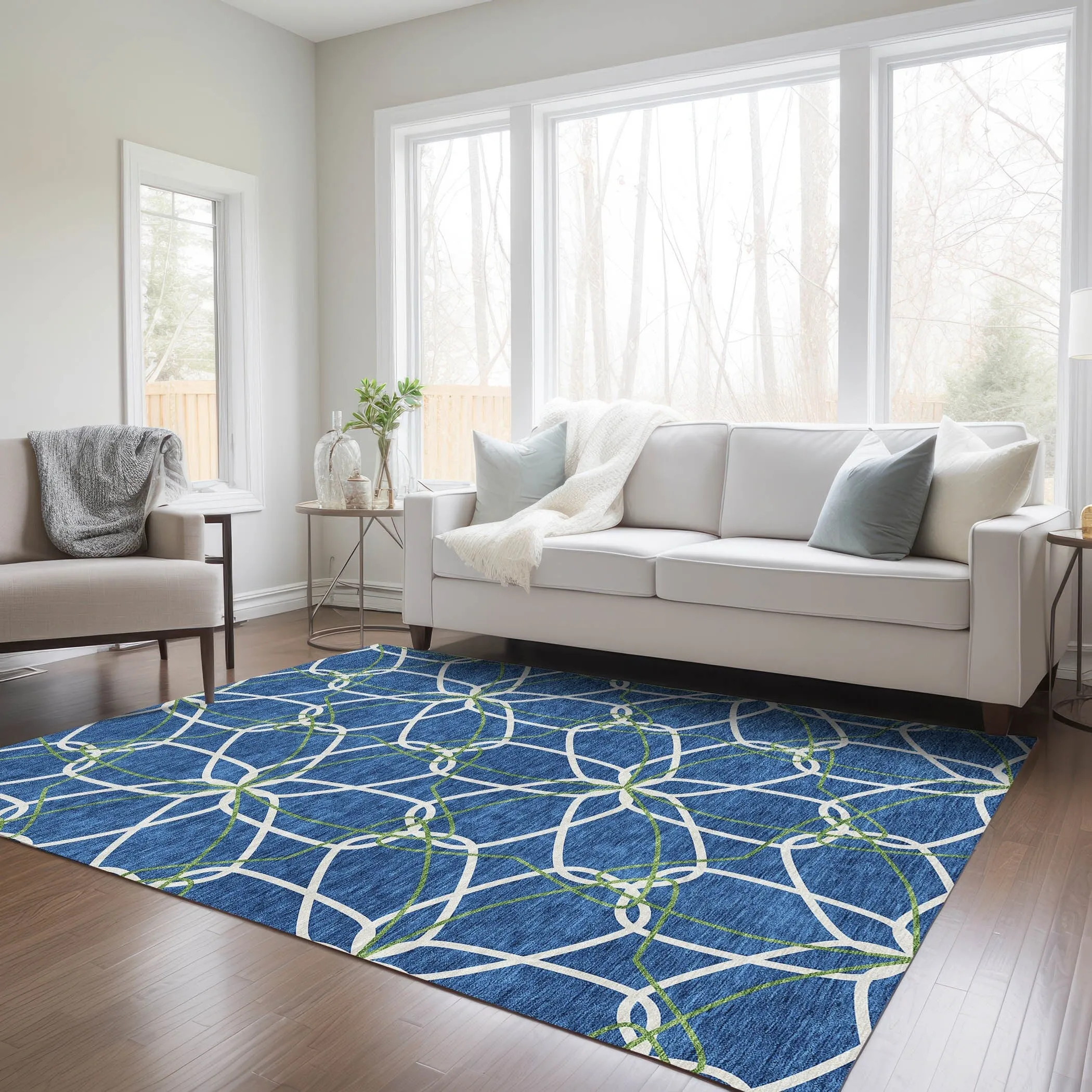 Machine Washable Indoor/ Outdoor Abstract Prism Chantille Rug