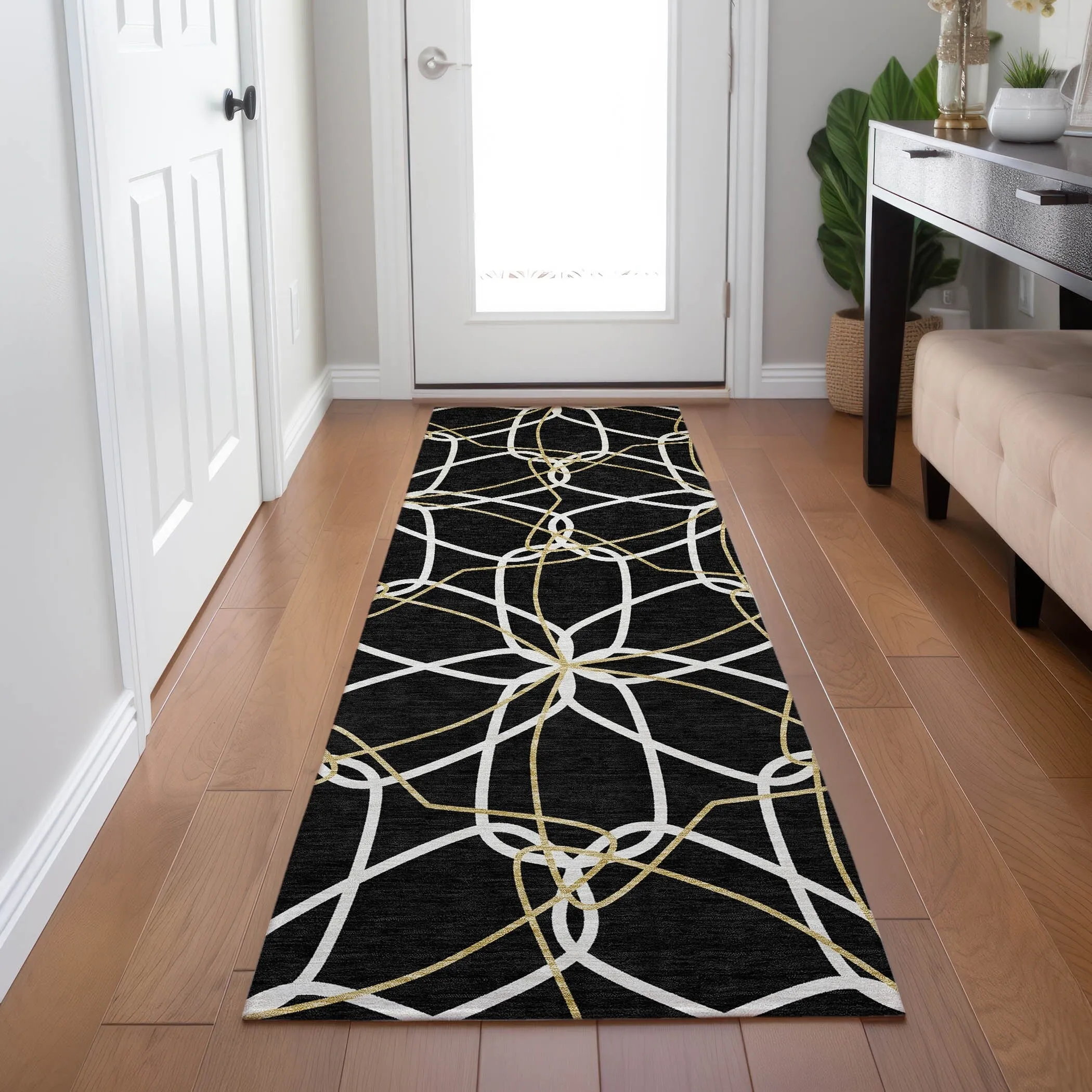 Machine Washable Indoor/ Outdoor Abstract Prism Chantille Rug