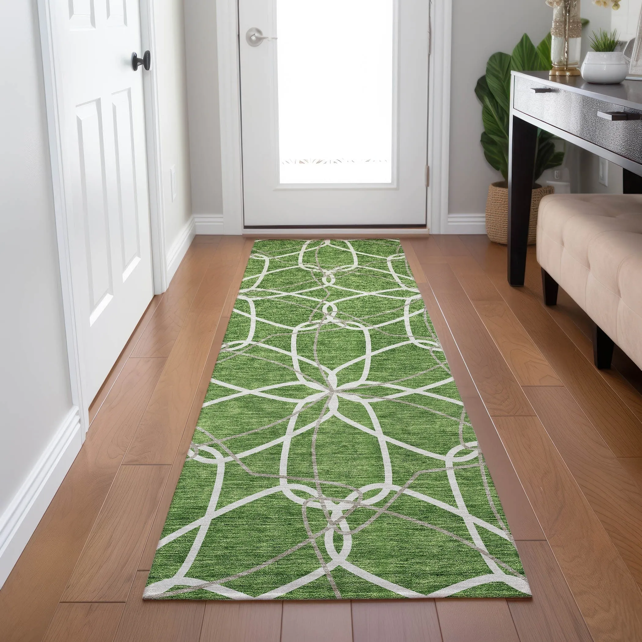 Machine Washable Indoor/ Outdoor Abstract Prism Chantille Rug