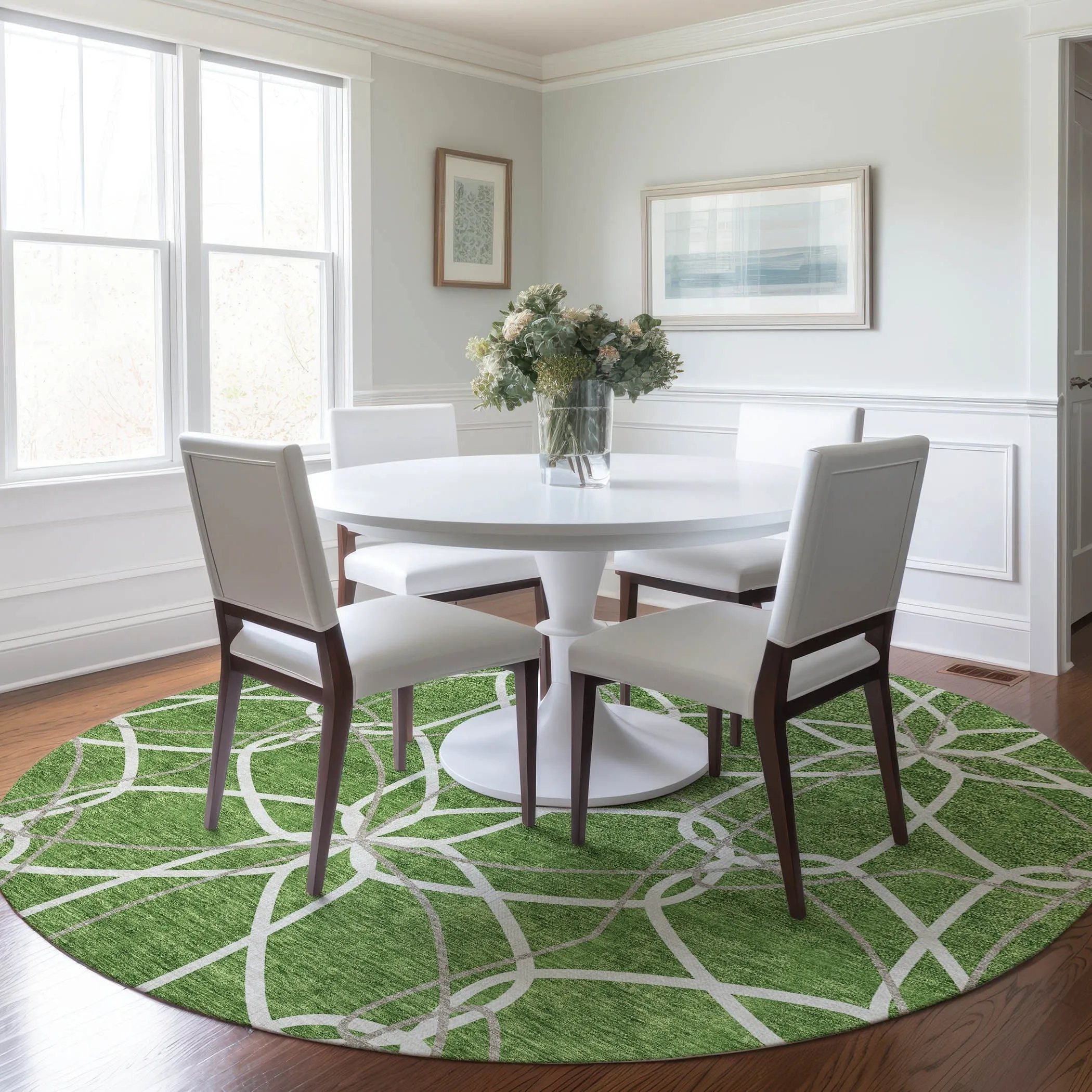 Machine Washable Indoor/ Outdoor Abstract Prism Chantille Rug
