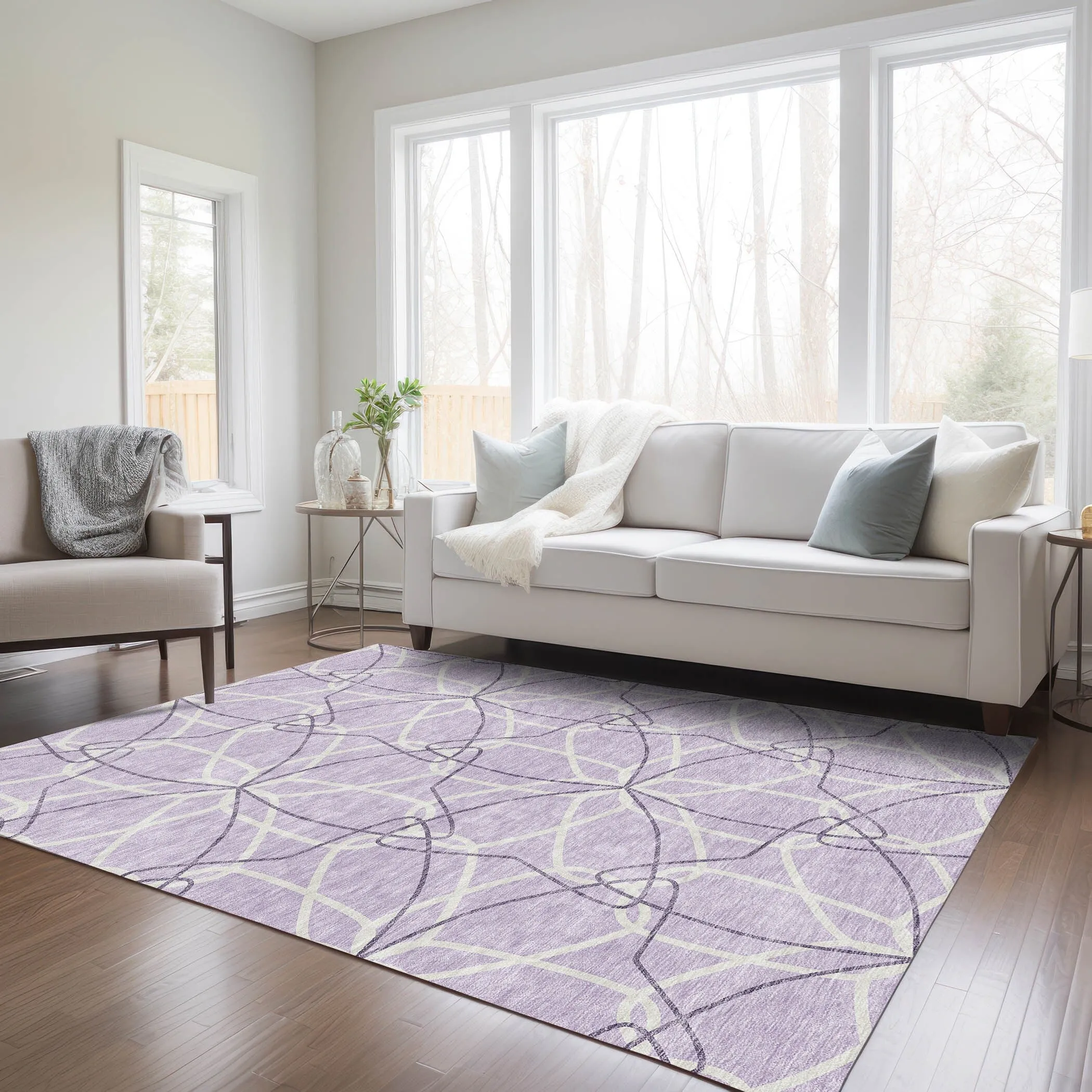 Machine Washable Indoor/ Outdoor Abstract Prism Chantille Rug
