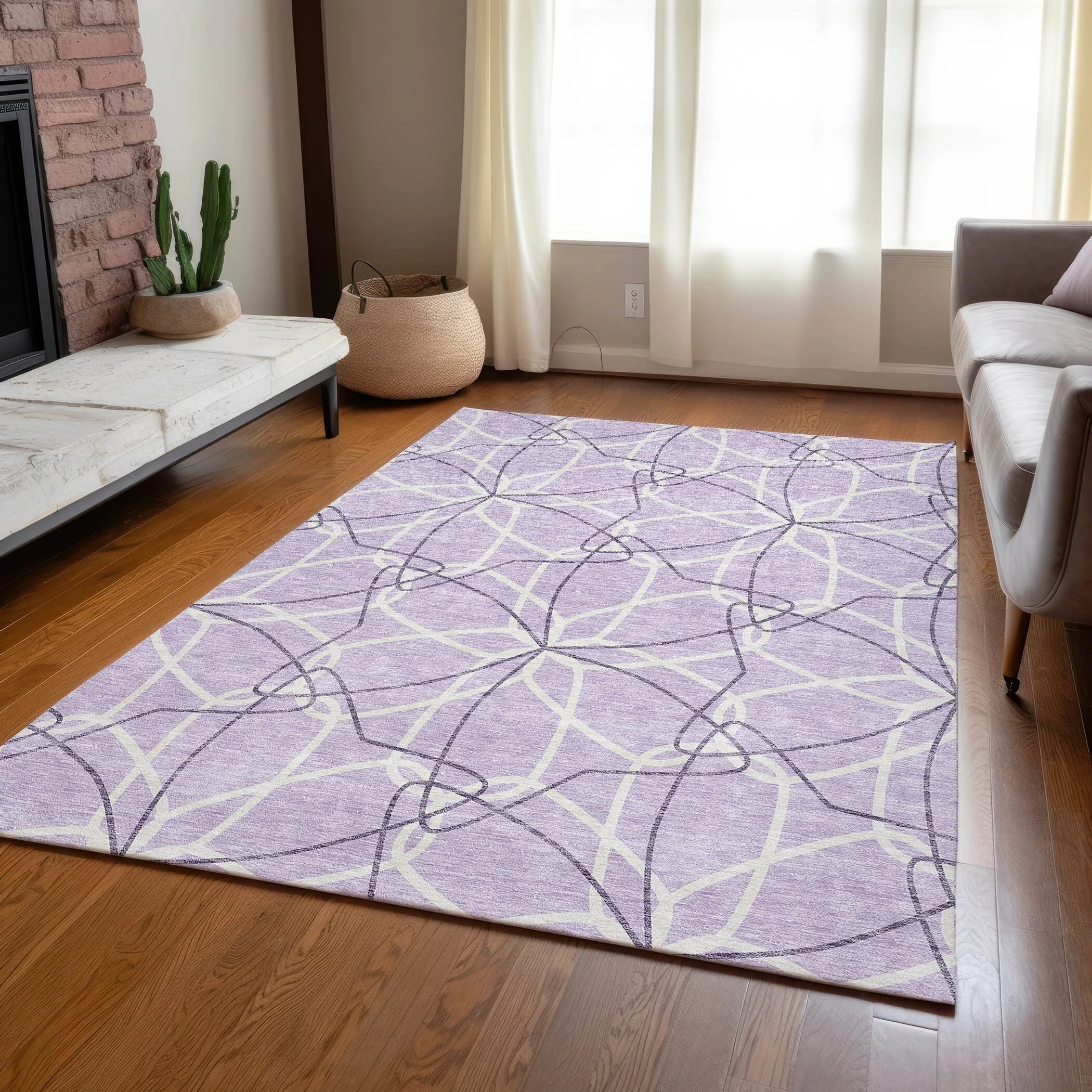 Machine Washable Indoor/ Outdoor Abstract Prism Chantille Rug
