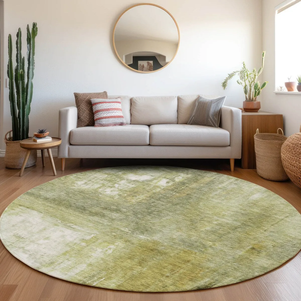 Machine Washable Indoor/ Outdoor Abstract Watercolor Chantille Rug