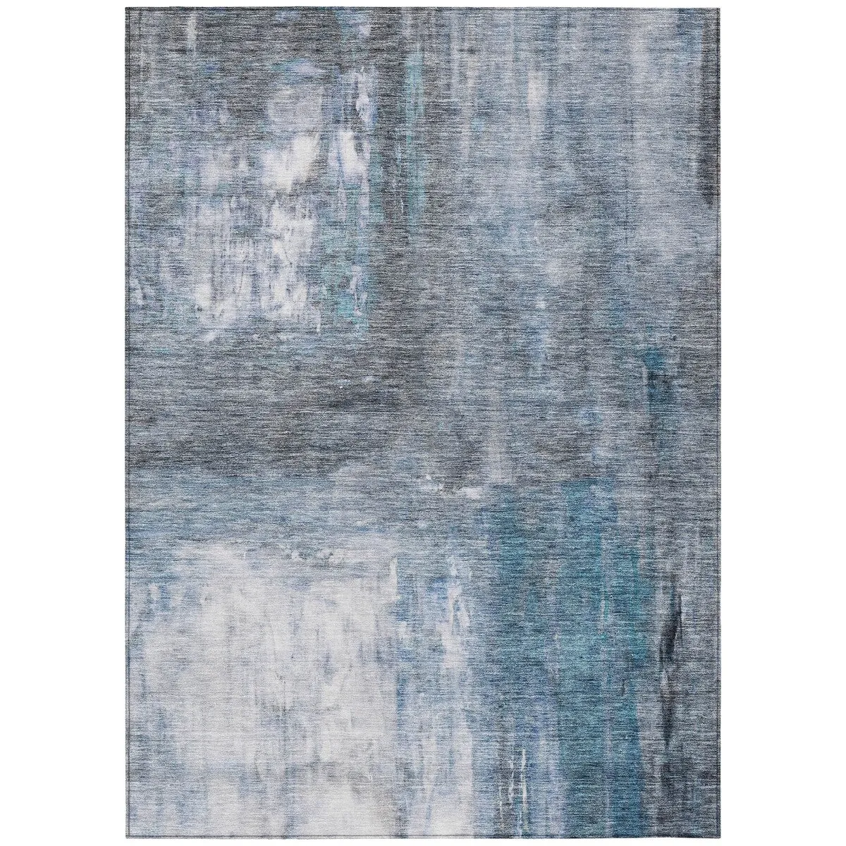 Machine Washable Indoor/ Outdoor Abstract Watercolor Chantille Rug