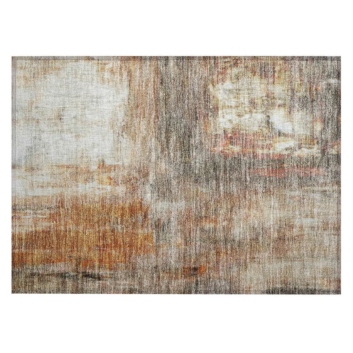 Machine Washable Indoor/ Outdoor Abstract Watercolor Chantille Rug