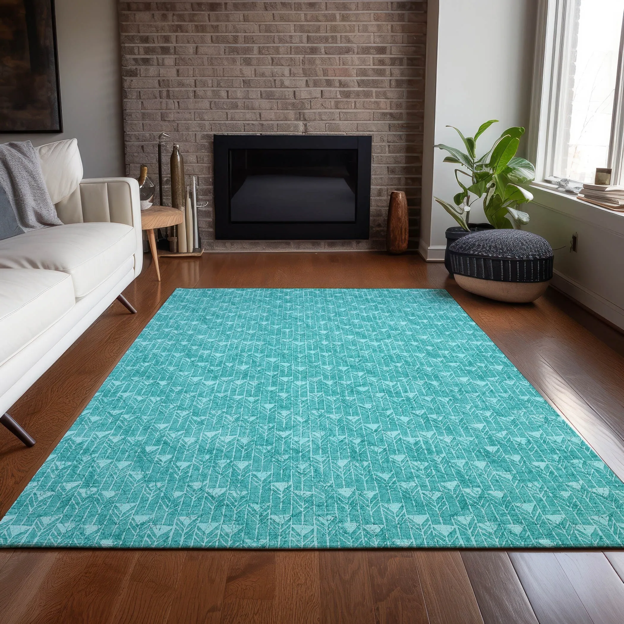 Machine Washable Indoor/ Outdoor Arrows Chantille Rug