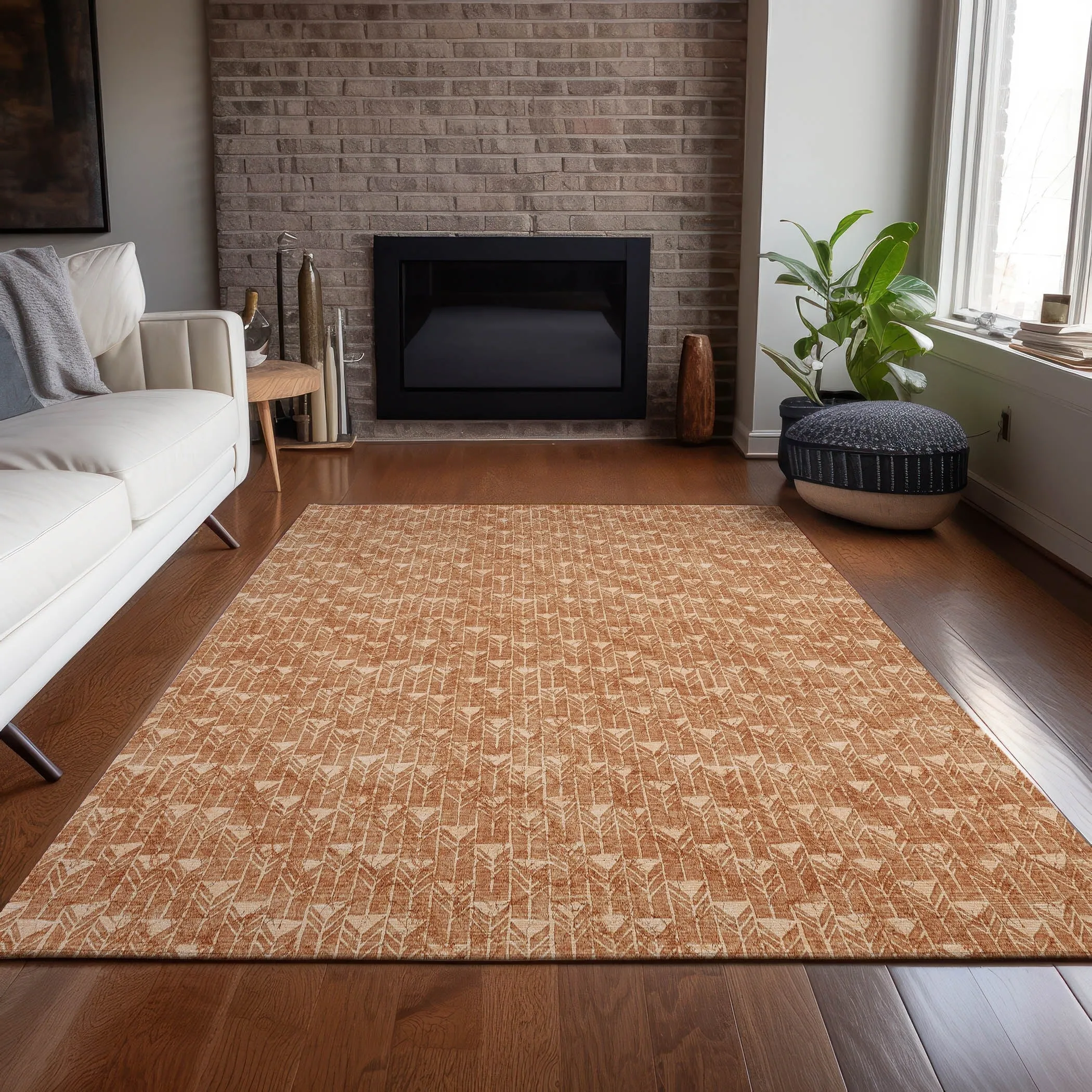 Machine Washable Indoor/ Outdoor Arrows Chantille Rug