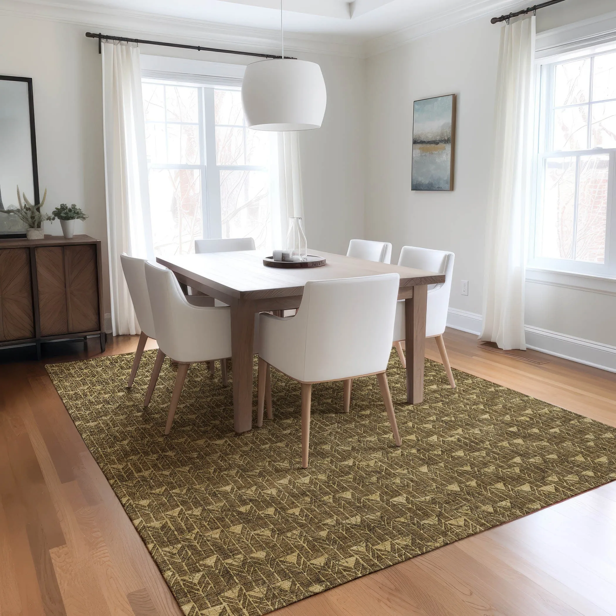 Machine Washable Indoor/ Outdoor Arrows Chantille Rug