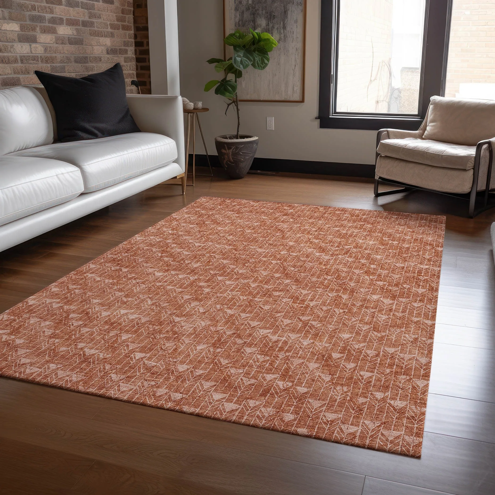 Machine Washable Indoor/ Outdoor Arrows Chantille Rug